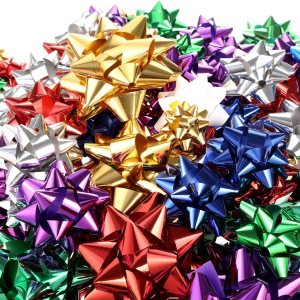 Tatuo 130 lazos metálicos de Navidad, lazos de regalo autoadhesivos para decorar regalos (multicolor) Tatuo 130 lazos metálicos de Navidad, lazos de regalo autoadhesivos para decorar regalos (multicolor)