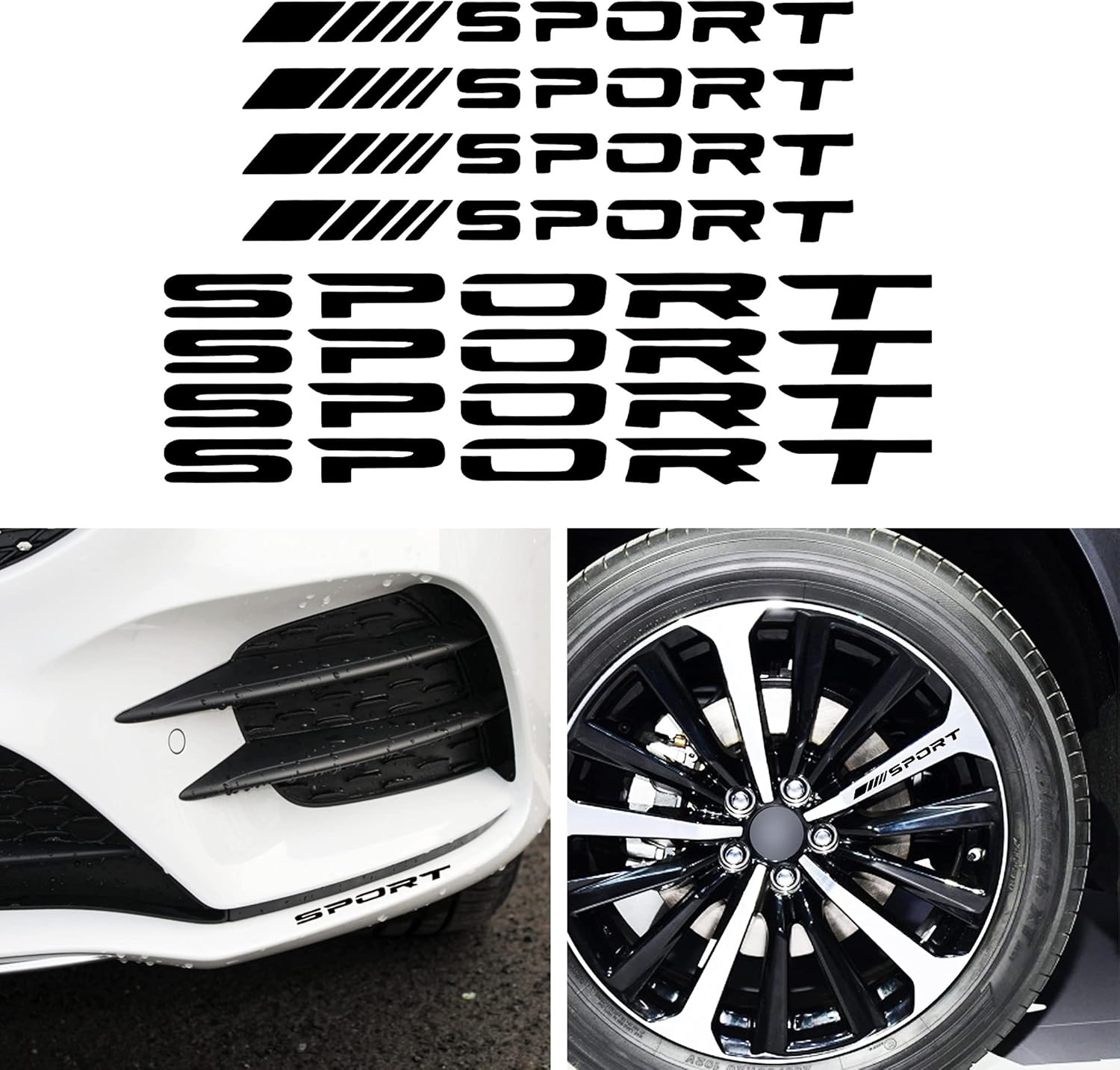 TOMALL 8 calcomanías reflectantes de emblema deportivo para ruedas de automóvil, llantas, cubos, carreras de automóviles, rendimiento deportivo,