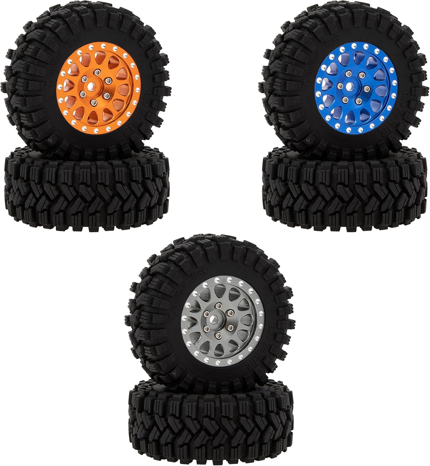 4 neumáticos MEUS RACING RC de 1.2 pulgadas, 64 x 24 neumáticos para TRX4M SCX24 FCX24 RC (azul, tipo A)