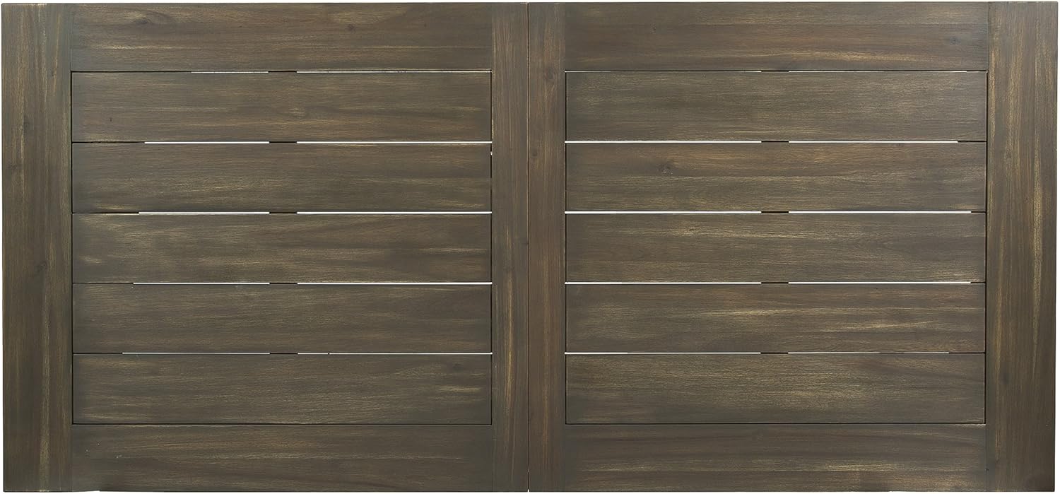 Christopher Knight Home Della – Mesa de comedor de madera de acacia para exteriores con patas de metal, acabado gris  metal rústico