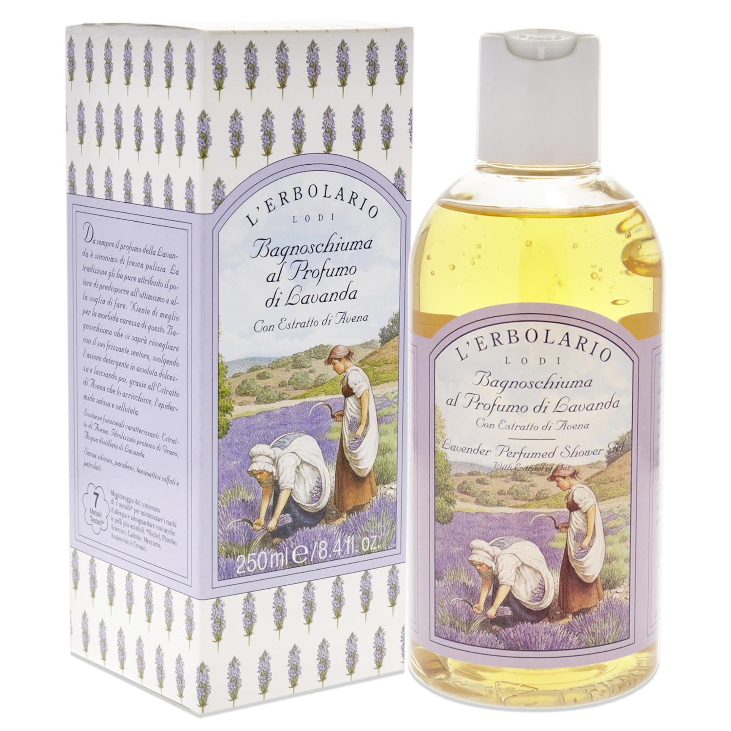 L’Erbolario – Gel de ducha perfumado de lavanda – Infundido con extracto de avena – Caricia suave para un baño relajante – Deja la piel sedosa y