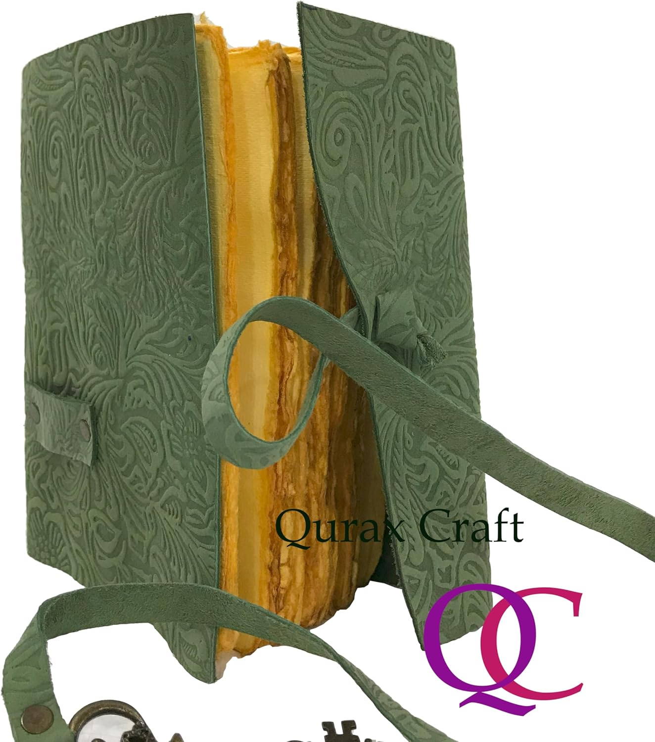 Diario de cuero verde para mujer (5×7)
