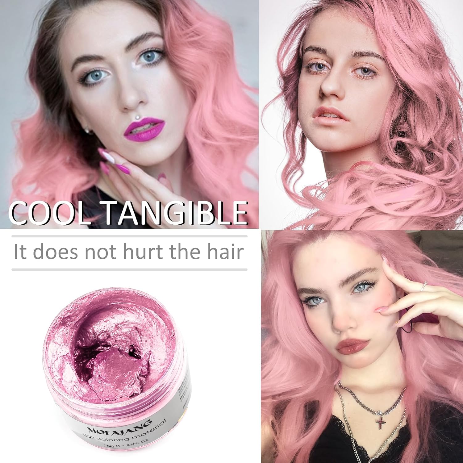 Color de cera rosa para el cabello, kit de cera temporal para el cabello, cera de color para el cabello, cera de color para el cabello, cera de
