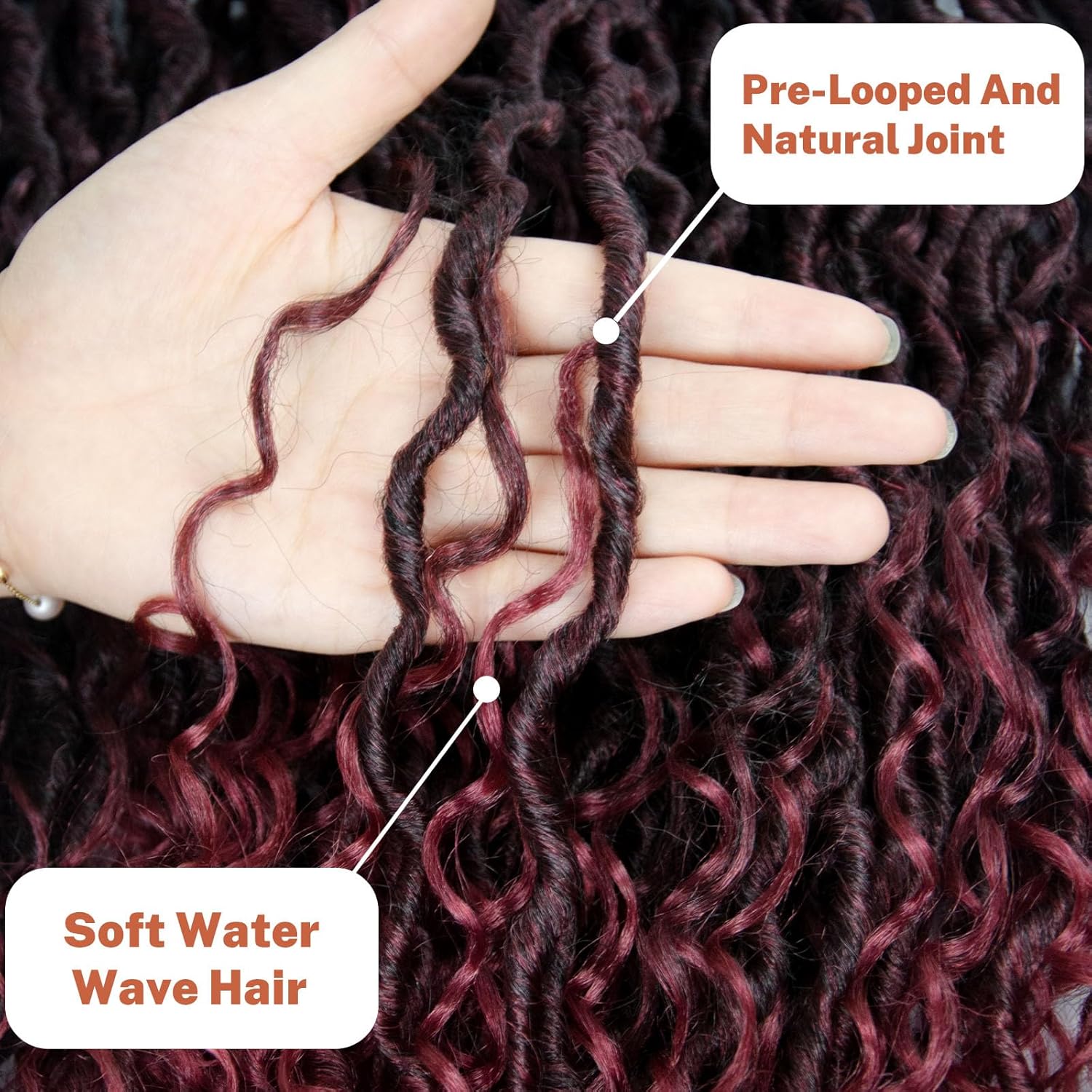 Goddess Locs – Cabello de ganchillo para mujer, rastas río preloopd de 22 pulgadas con extremos rizados, cabello sintético negro, extensiones de