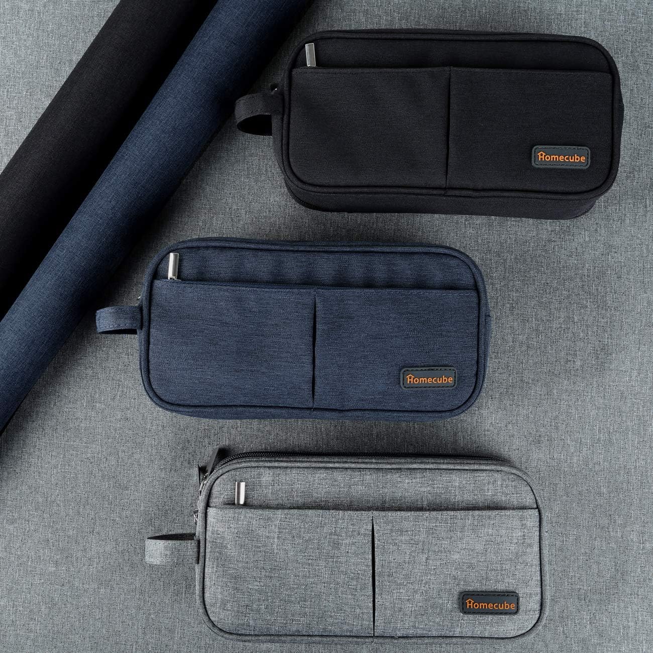 Homecube Bolsa de almacenamiento de tela Oxford, soporte para bolígrafos, bolsa de maquillaje, organizador de papelería, bolsa para lápices con