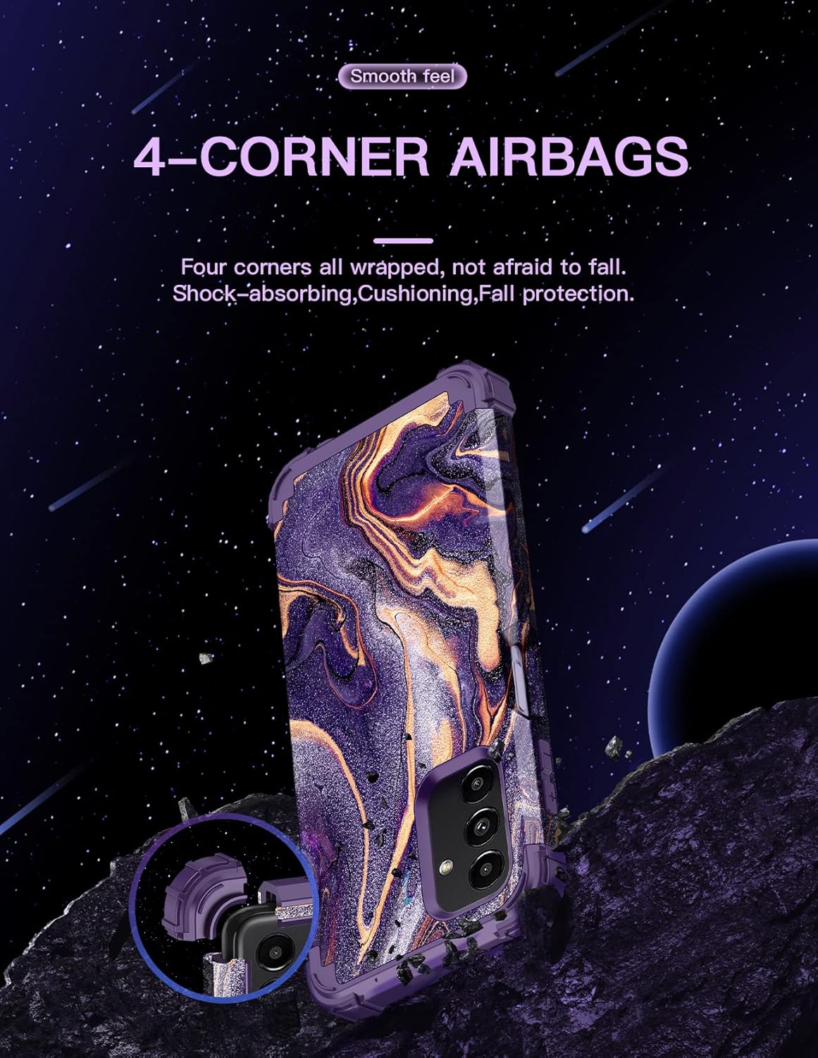 LONTECT Funda para Galaxy A13 5G de tres capas, a prueba de golpes, resistente, híbrida, resistente, duradera, funda protectora para niñas y