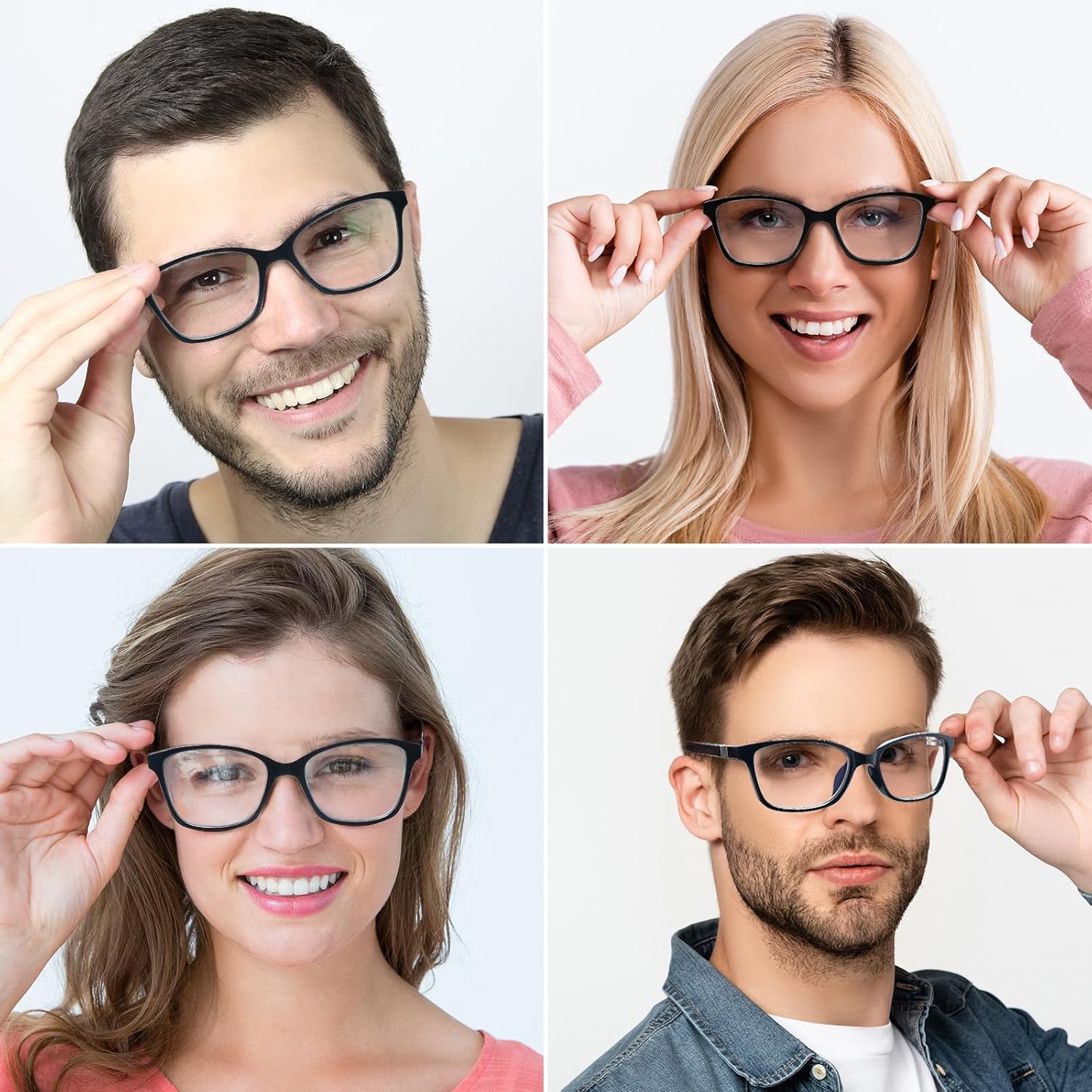 Paquete de 4 lentes de lectura progresivos multienfoque para mujeres y hombres, bisagra de resorte, bloqueo de luz azul, lectores