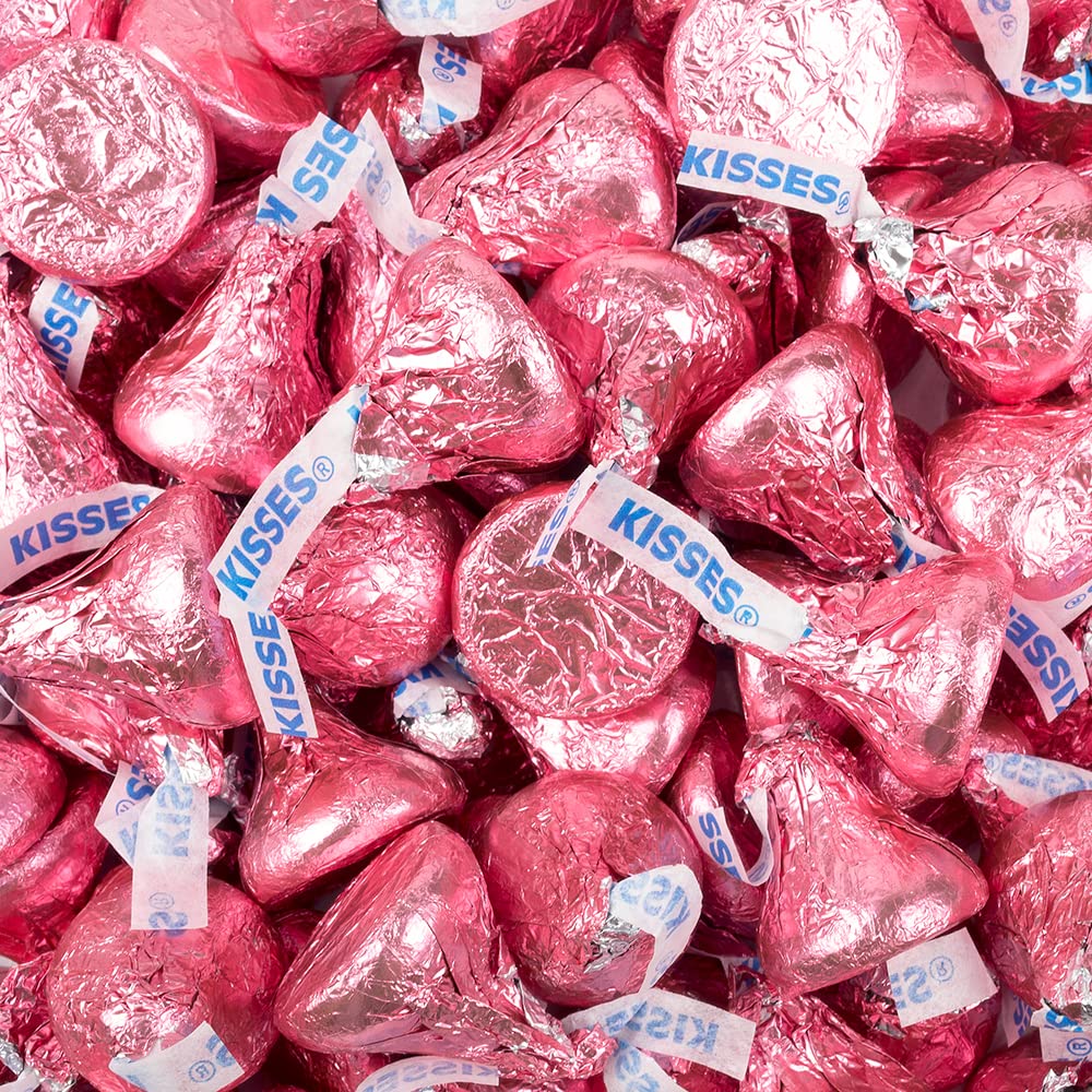 90 piezas de chocolate con leche de besos de caramelo rosa