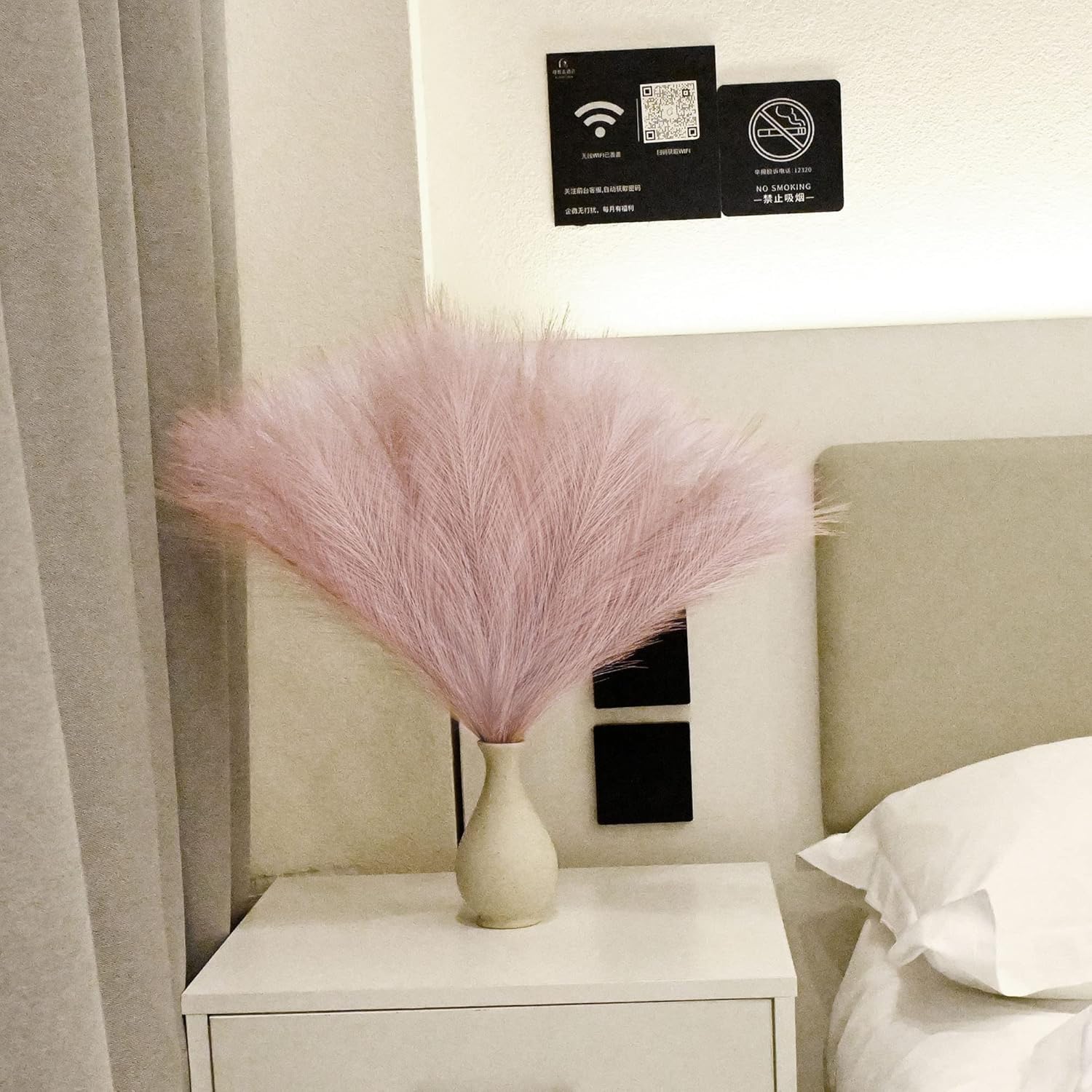 Arreglo de césped sintético de las pampas de 18 pulgadas, tallos de césped pomposo artificiales esponjosos para decoración bohemia chic del hogar y