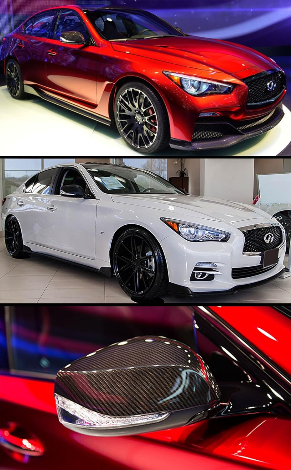 Cuztom Tuning Compatible con cubiertas de fibra de carbono real para Infiniti Q50 Q50S Q60 Q60 RS 2014-2019, tipo de repuesto