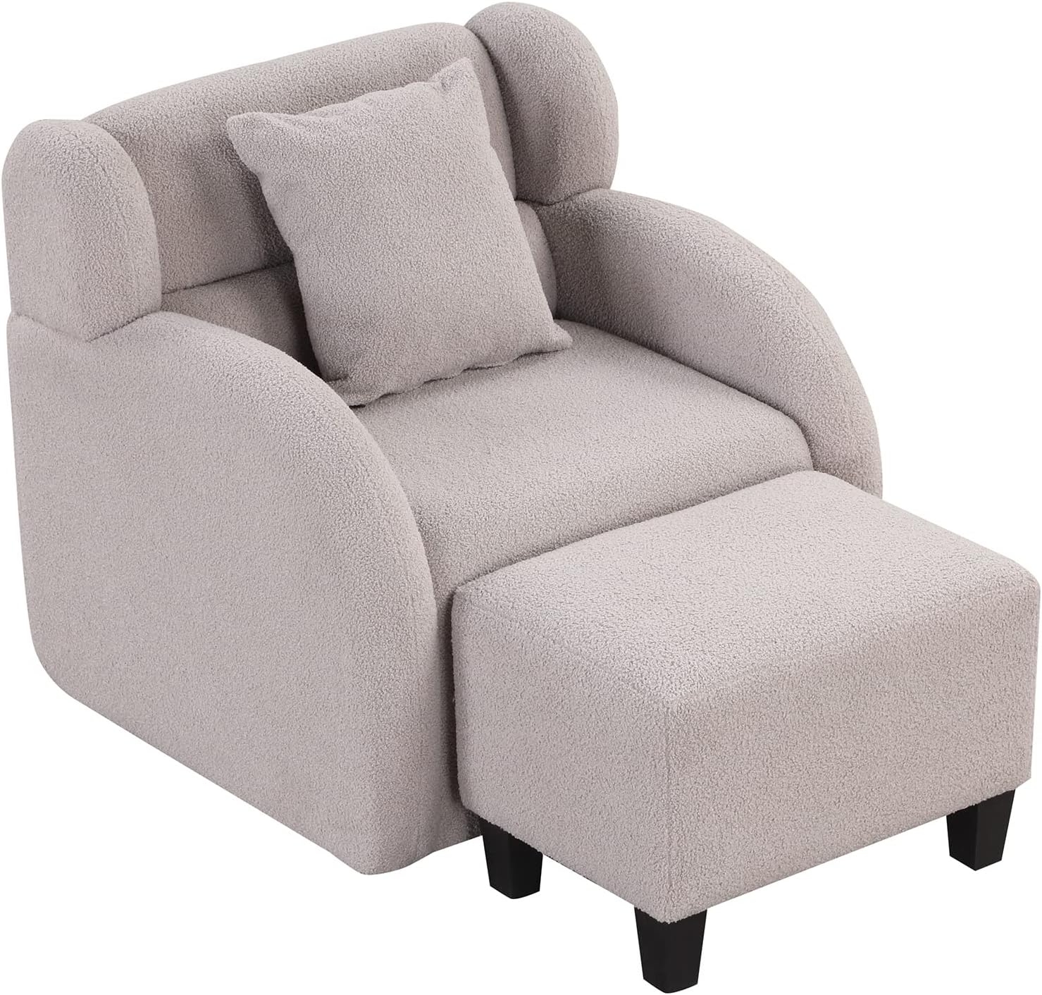 Juego otomano Accent, cómodo sillón tapizado de tela de lino con reposapiés para sala de estar, bañera de club, barril redondo, sillón de ocio para