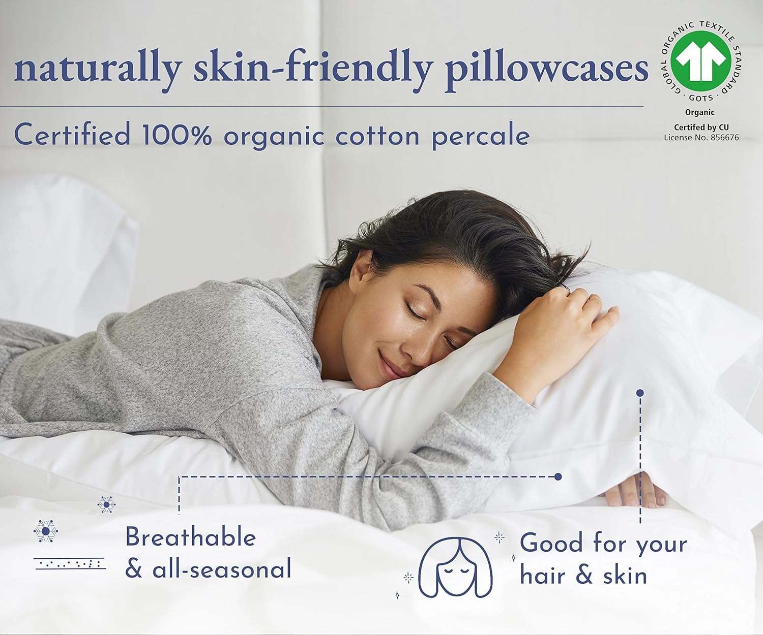 California Design Den – Juego de 2 fundas de almohada 100% de algodón orgánico, tamaño King, con certificado de la Norma Mundial para Textiles
