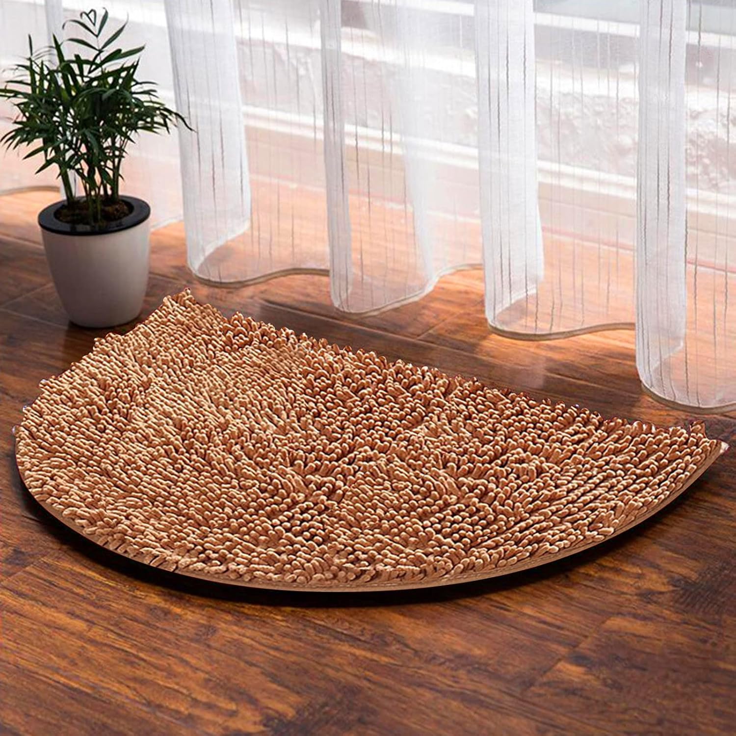 Scceatti Alfombras de baño de 20 x 13 pulgadas, alfombras de baño de medio círculo, suaves, antideslizantes, absorbentes, de secado rápido,