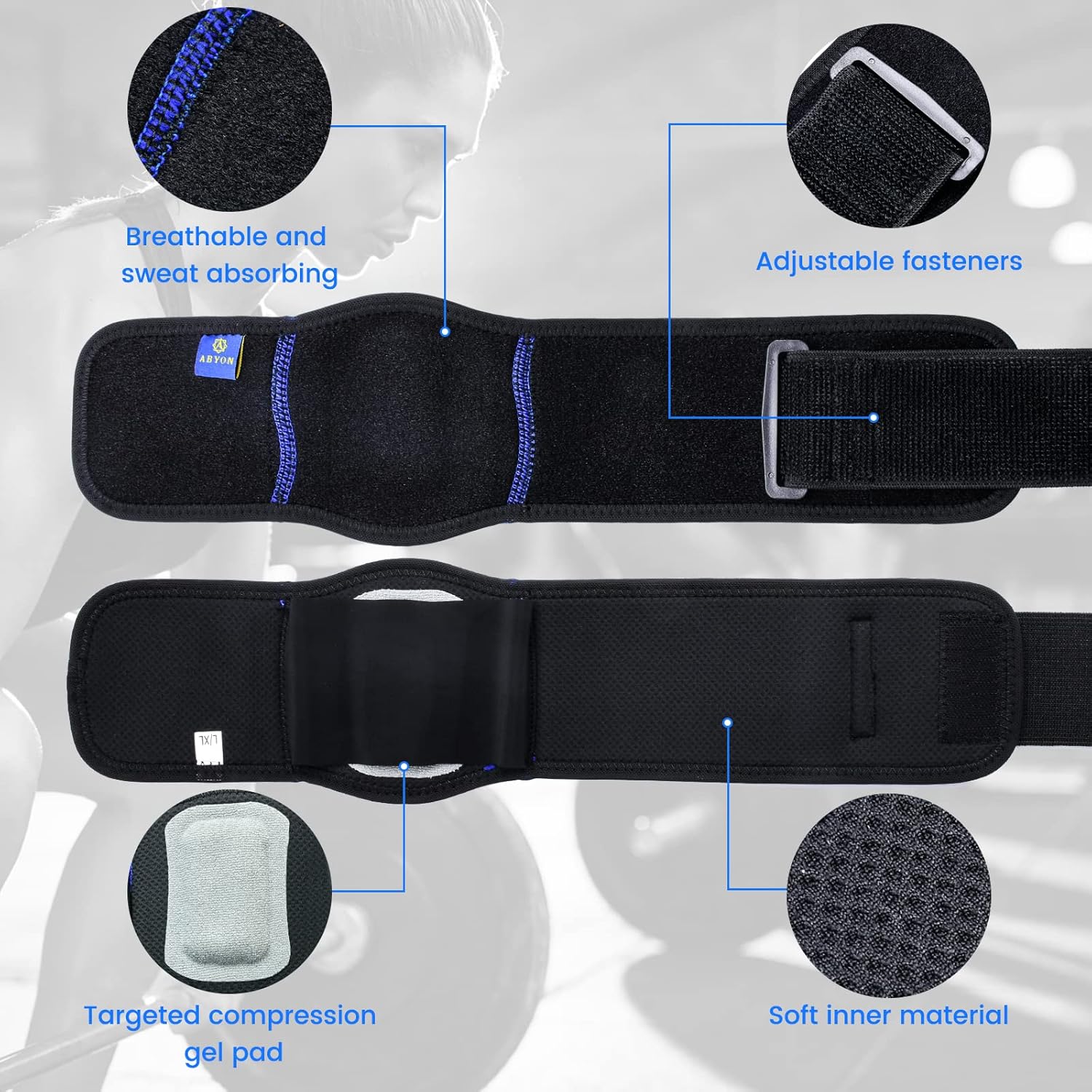 ABYON Paquete de 2 coderas para tendinitis y codo de tenista, coderas de tenis para hombres y mujeres, correa de alivio del dolor en el antebrazo,