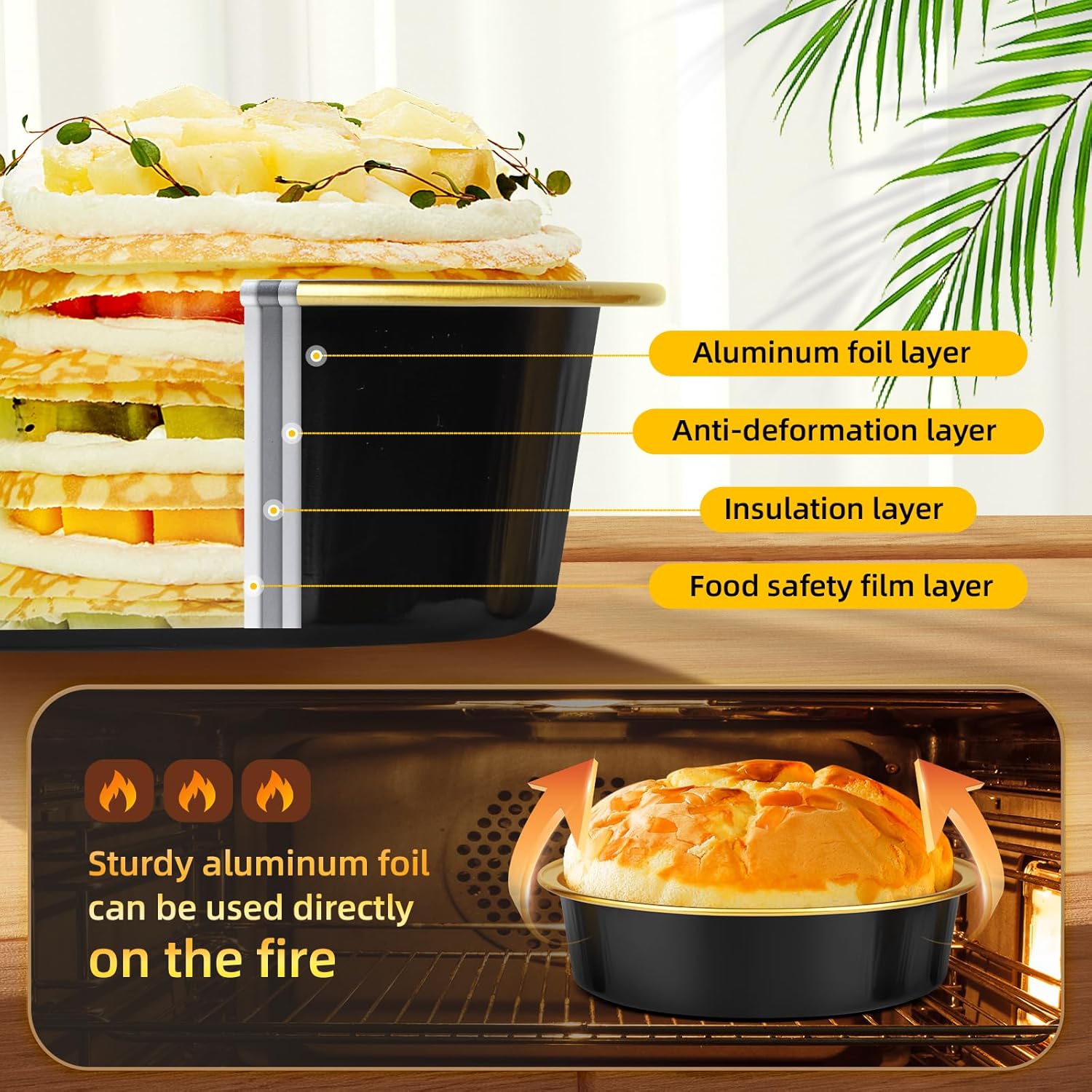 Beasea Ramequines desechables de crema brulee con tapas, paquete de 120 latas de 4 pulgadas y 8 onzas, mini latas para tartas de papel de aluminio