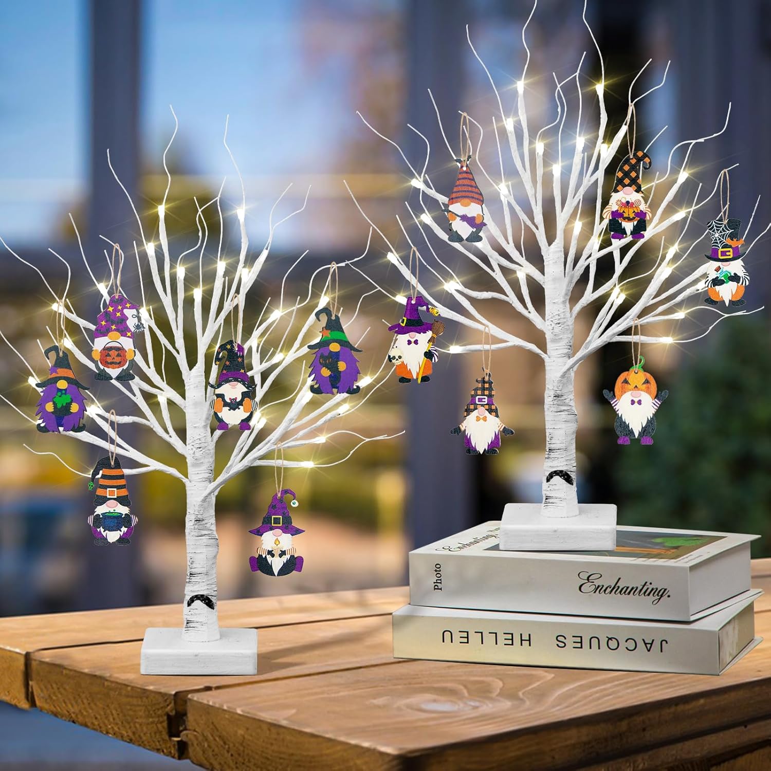 BDUSXYZ Árbol de abedul iluminado con 36 luces LED para decoraciones de San Patricio, juego de 2 árboles artificiales iluminados, árbol bonsái de
