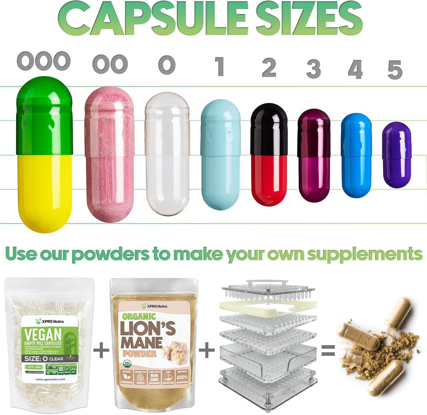 XPRS Nutra Size 0 Empty Capsules – 100 Count Empty Gelatin Capsules – Empty Pill Capsules – DIY Capsule Filling – Pure Bovine Pill Capsules Empty