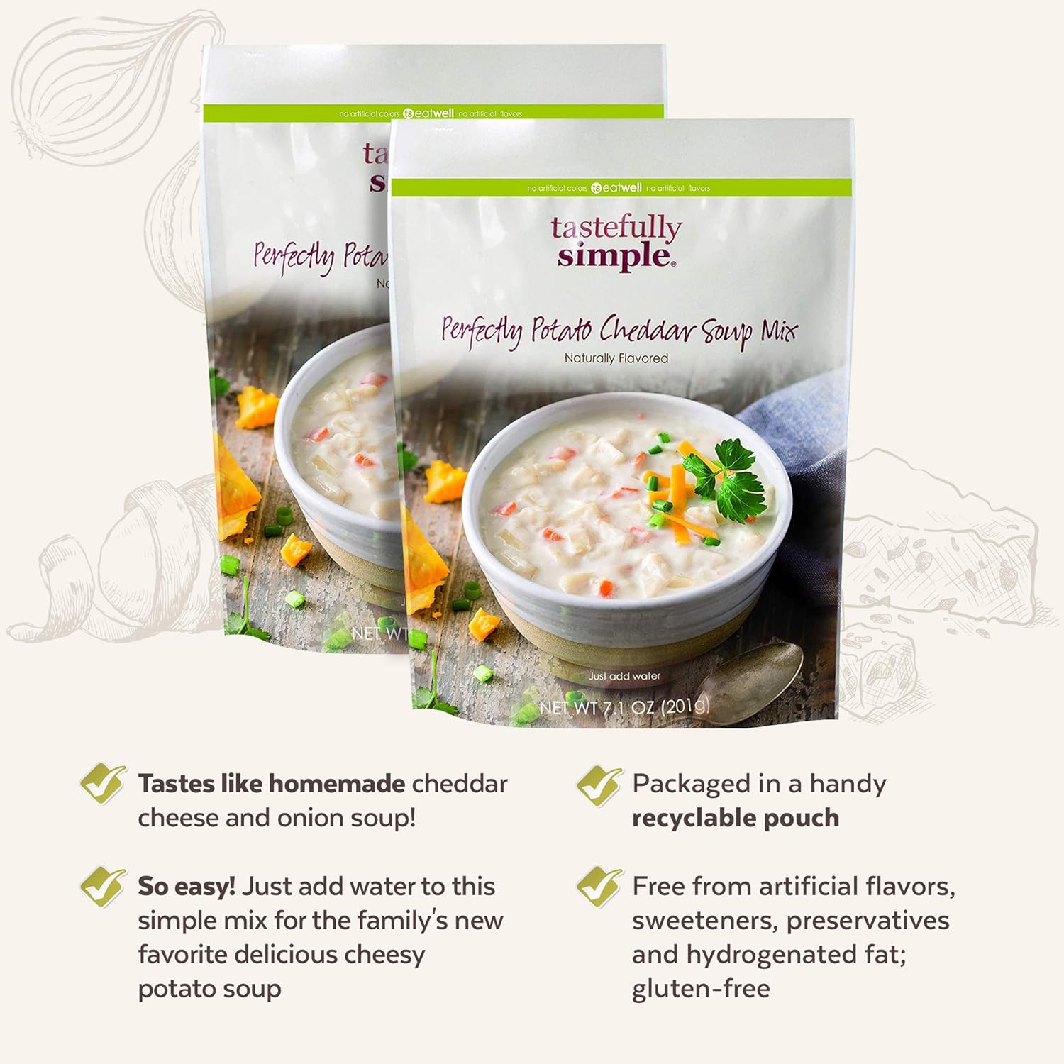 Tastefully Simple Sopa de papa cheddar Perfectamente, 7.1 onzas (paquete de 2)