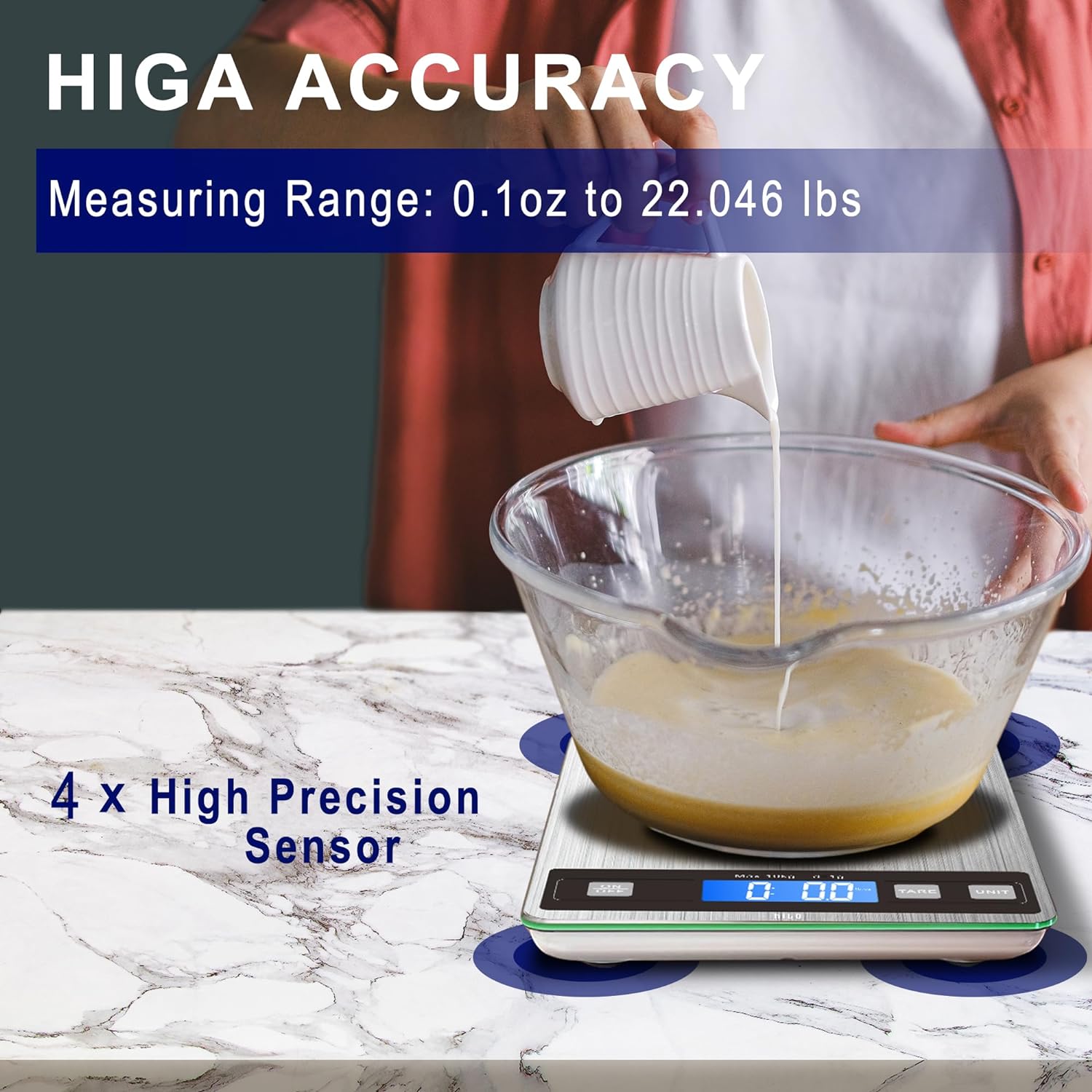 hito Báscula de alimentos, báscula digital de cocina de 33 libras, peso gramos y onzas, impermeable, recargable, para pérdida de peso, cocinar y