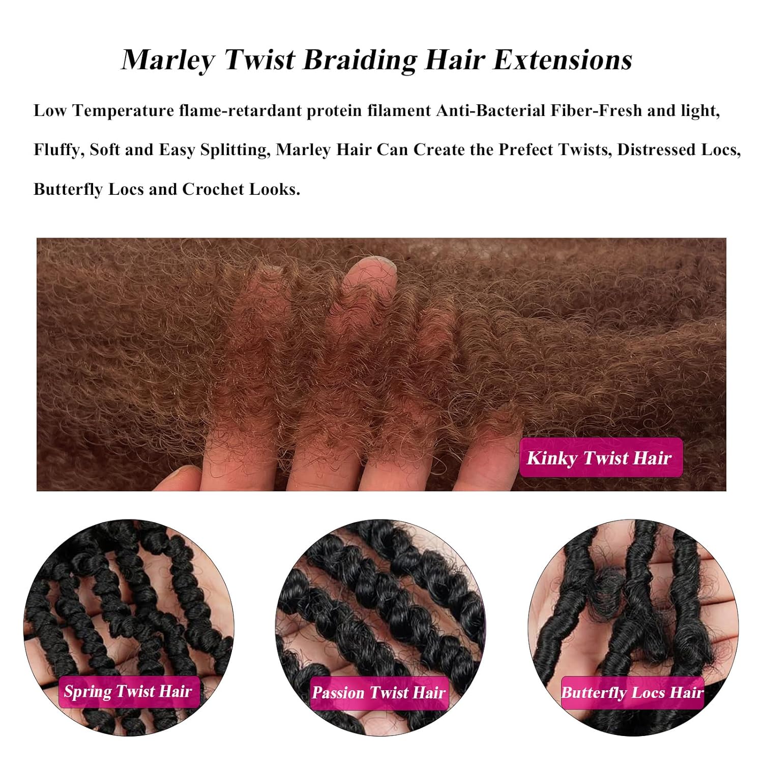 Marley Twist – Cabello trenzado de 24 pulgadas, cabello afro trenzado preesponjado, cabello rizado Jamaicano para trenzar