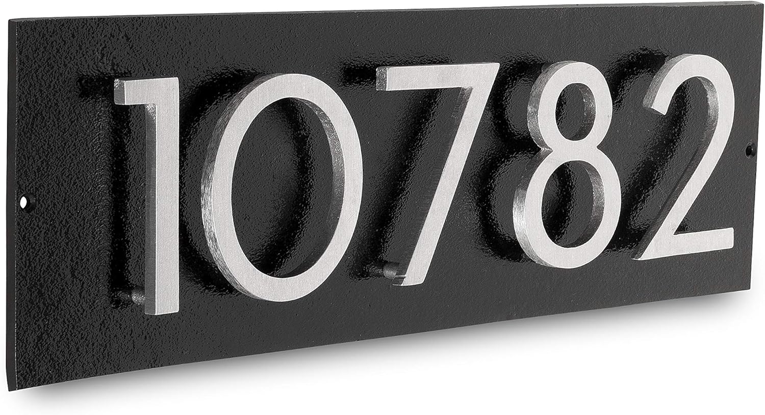 Placa de dirección horizontal de 3 pulgadas flotante con números de casa, aluminio, fácil de instalar, horizontal, 5 dígitos