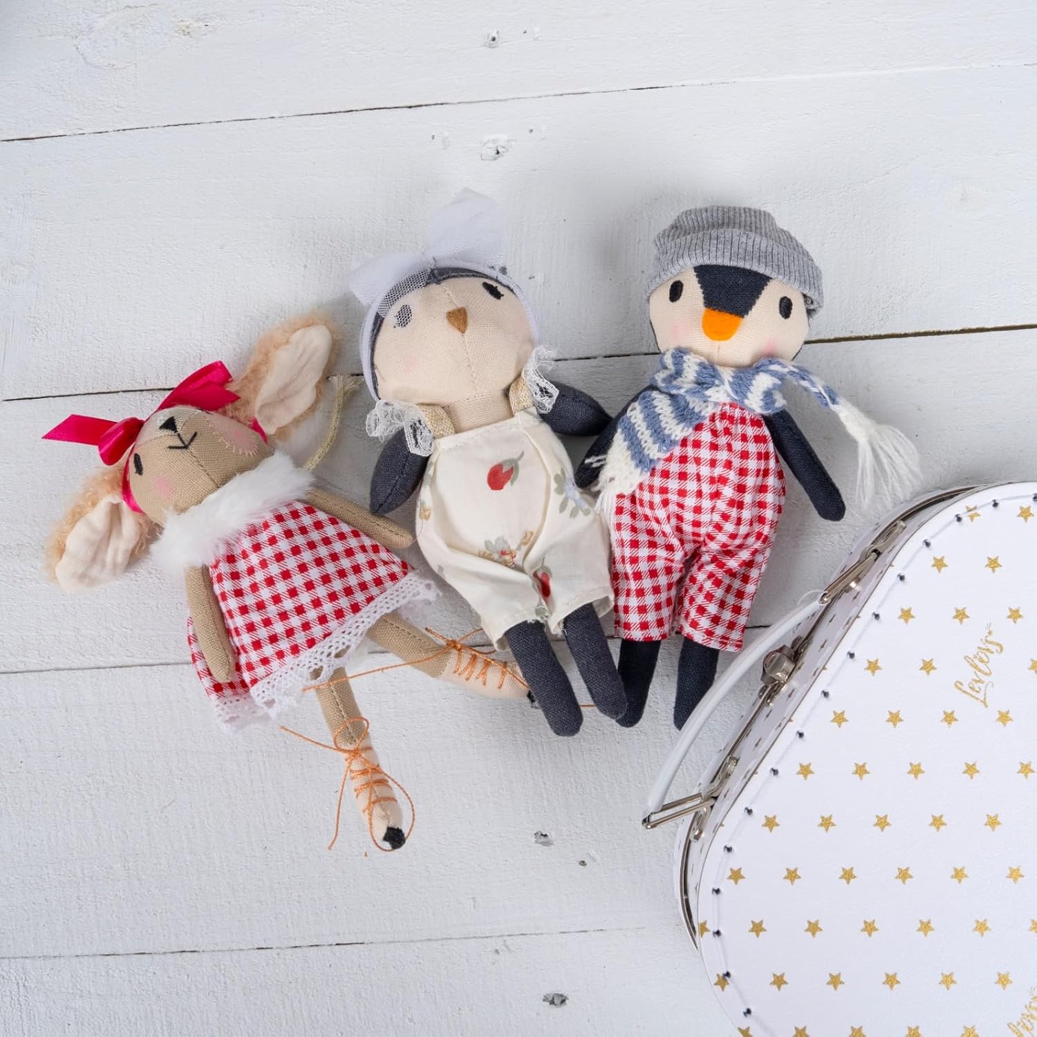 LEVLOVS Ratón de Navidad en una caja de cerillas y amigos juguete regalo regalo cascanueces ratones juguete de peluche