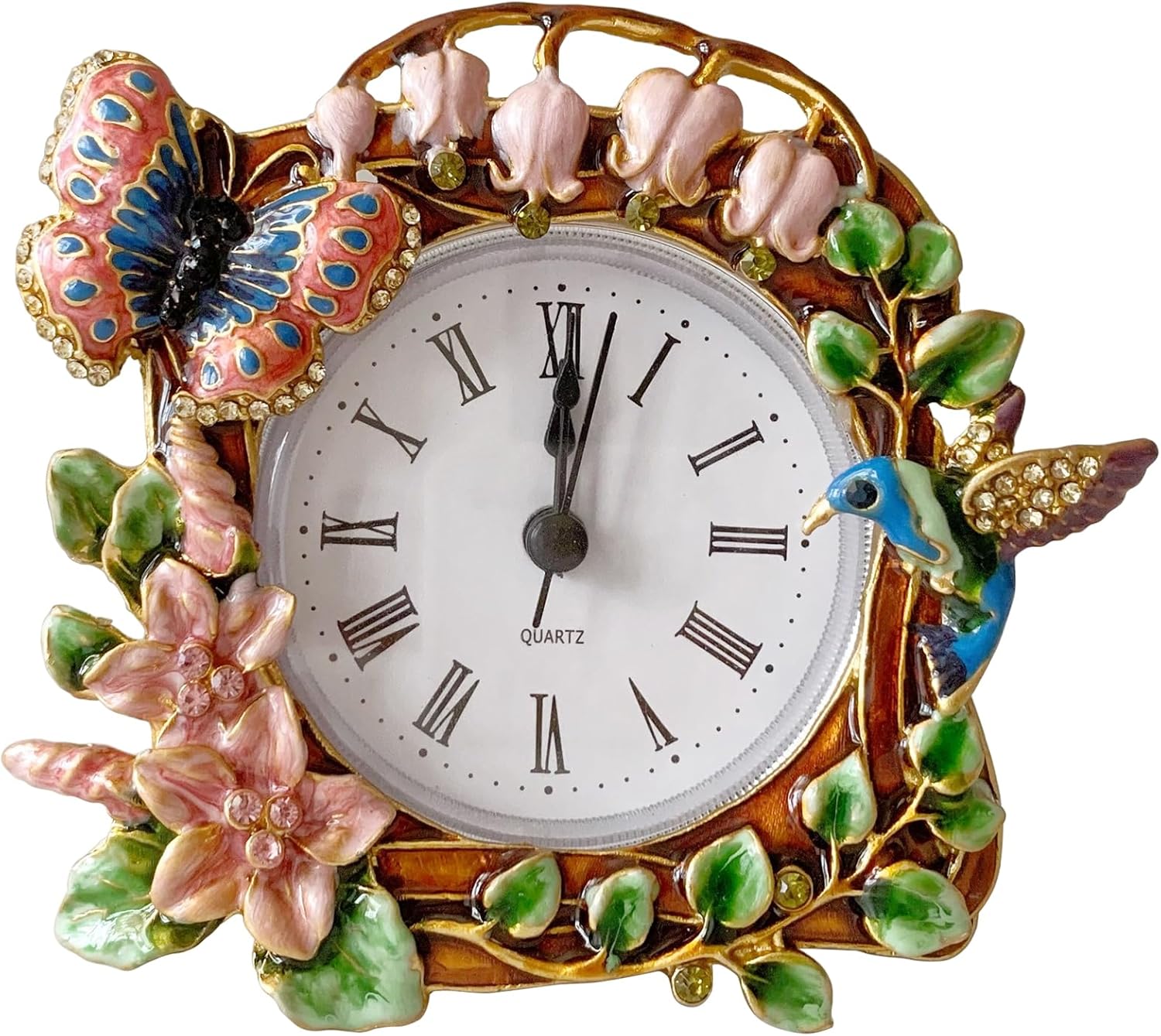 Pewery Mini reloj de mesa decorativo, reloj analógico silencioso de metal vintage, de cuarzo, funciona con pilas, para decoración de sala de estar,