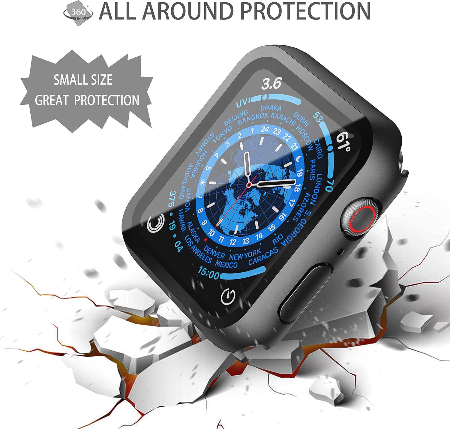 Misxi Paquete de 2 – Funda impermeable con botón diseñada para Apple Watch Series 9 (2023), Series 8, Series 7 de 41 mm, funda rígida de