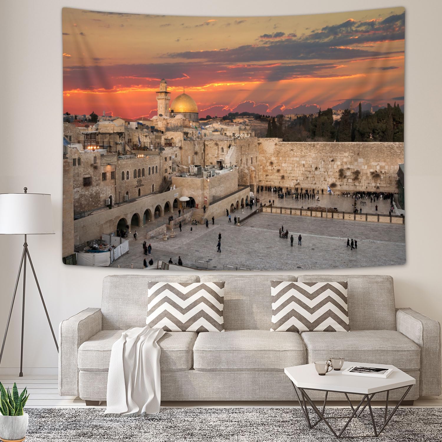 Tapiz de pared occidental de la ciudad de Jerusalén, decoración de Kotel Sukkah, tapices de pared de lamentación occidental para dormitorio,