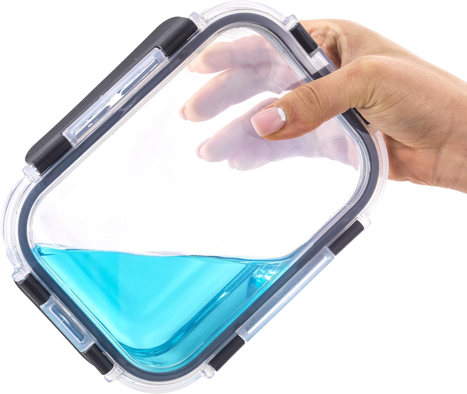 JoyJolt Contenedores divididos para almacenamiento de alimentos con tapas herméticas. Paquete de 5 recipientes de vidrio para preparación de