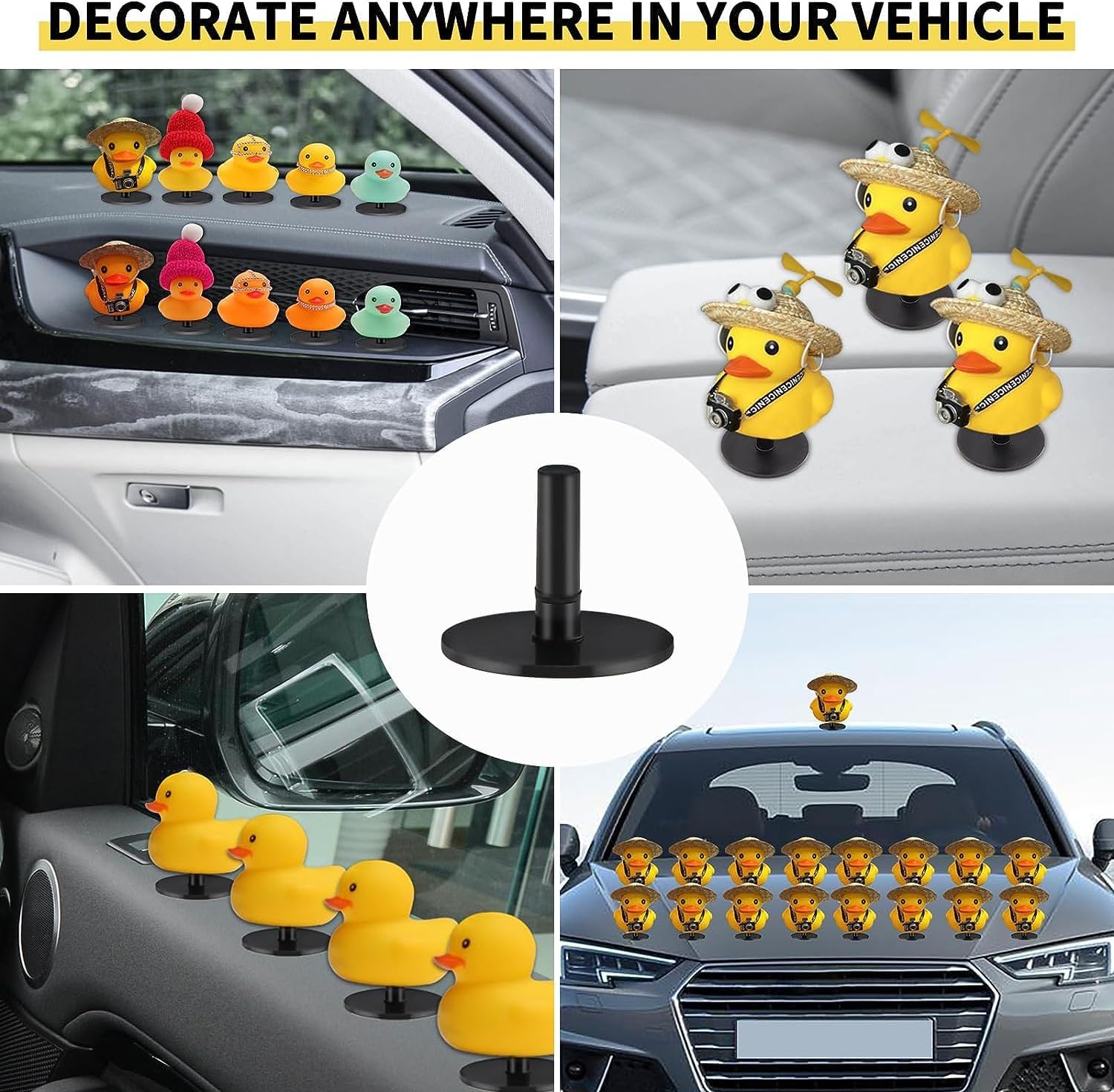 20 tapones de pato, soporte de pato de goma, soporte de pato de goma para tablero de Jeep y pantalla fija, regalo para los amantes de Jeep, (pato de