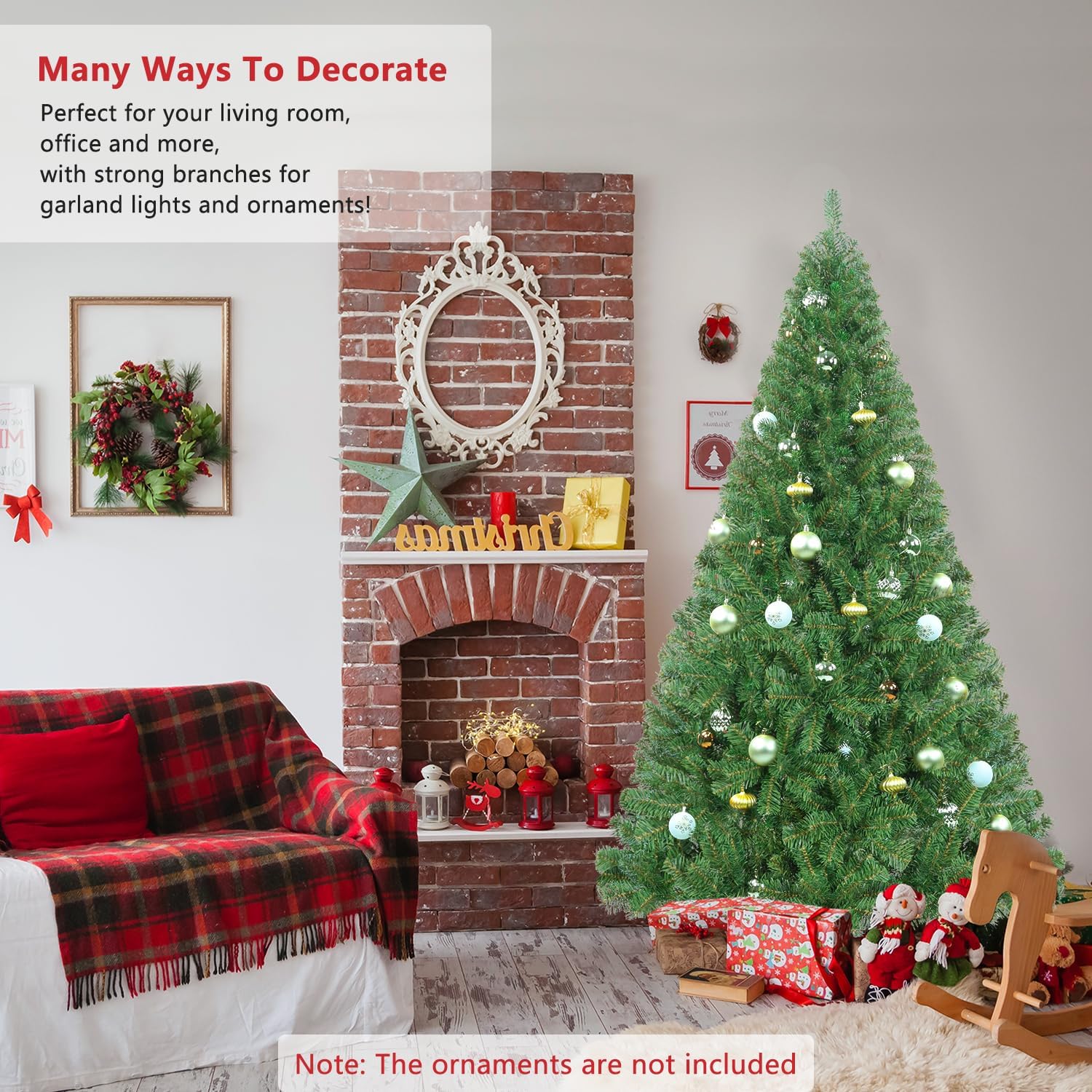 Árbol de Navidad artificial de 5 pies, árbol verde de Navidad para el hogar, oficina, vacaciones, fiesta, decoración interior y exterior, árbol de
