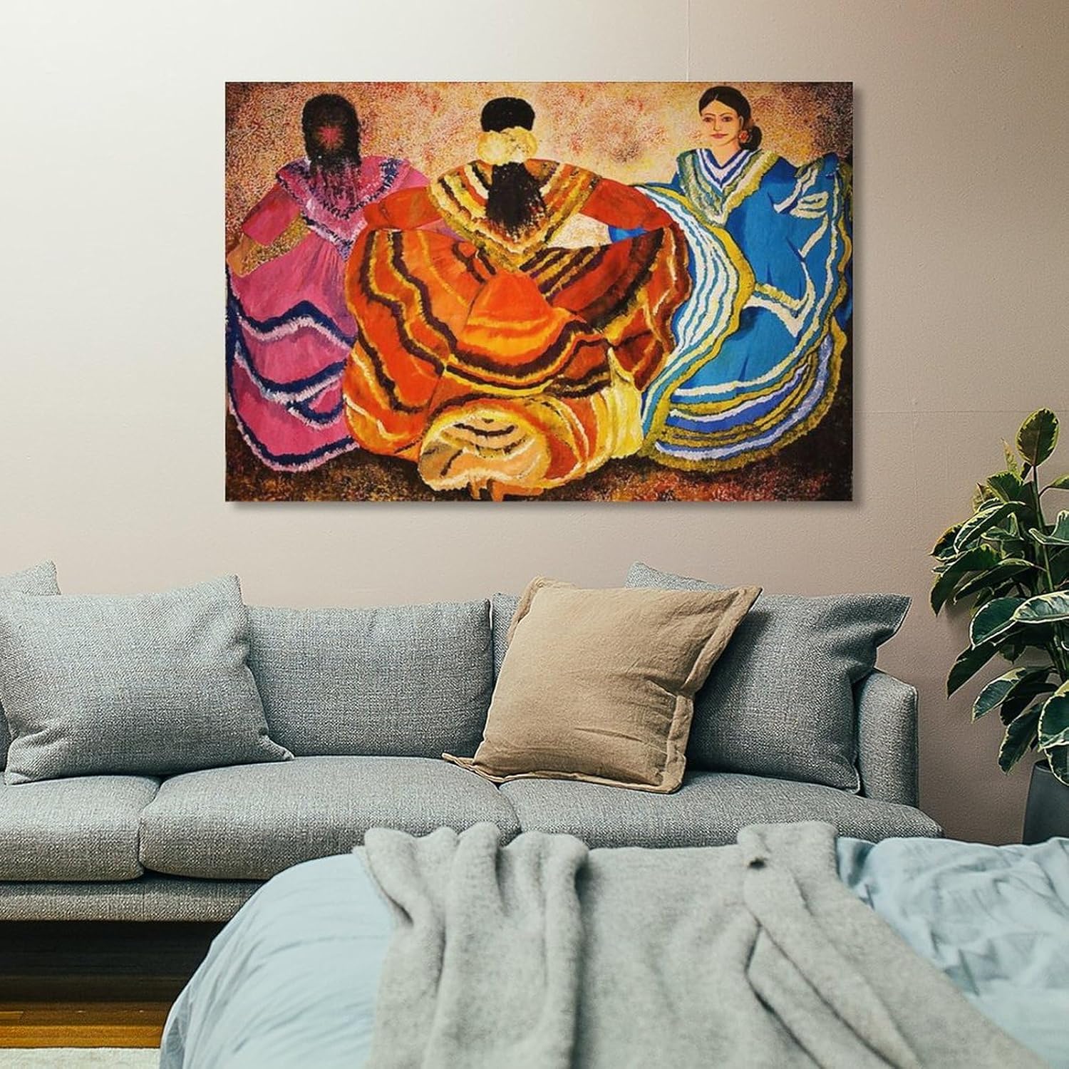 AAHARYA Lienzo artístico mexicano, arte nativo americano, pintura en lienzo, póster de arte de pared para dormitorio, sala de estar, decoración de