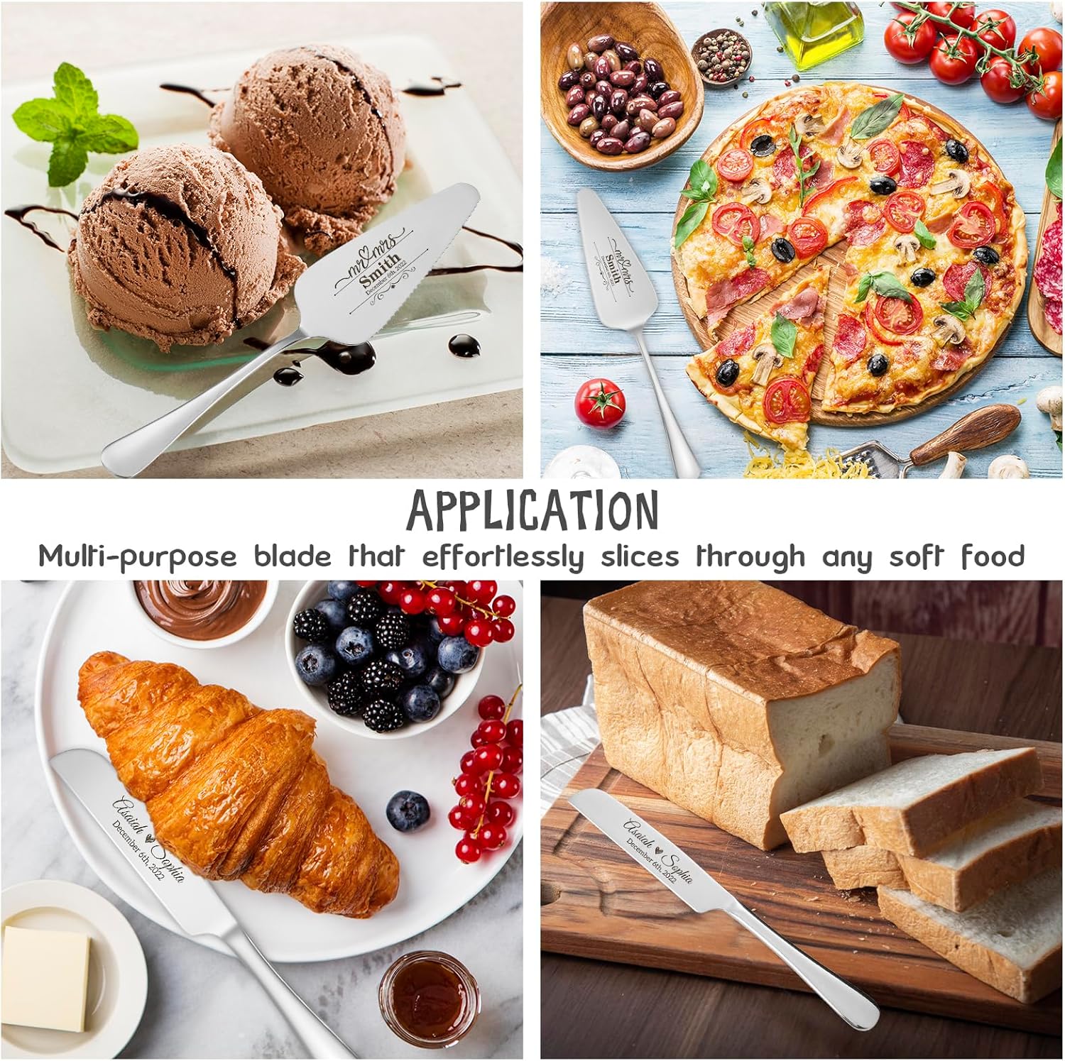 Juego personalizado de corte de pasteles para bodas, juego de cuchillos y servidores de acero inoxidable, cortador de pasteles y servidor de