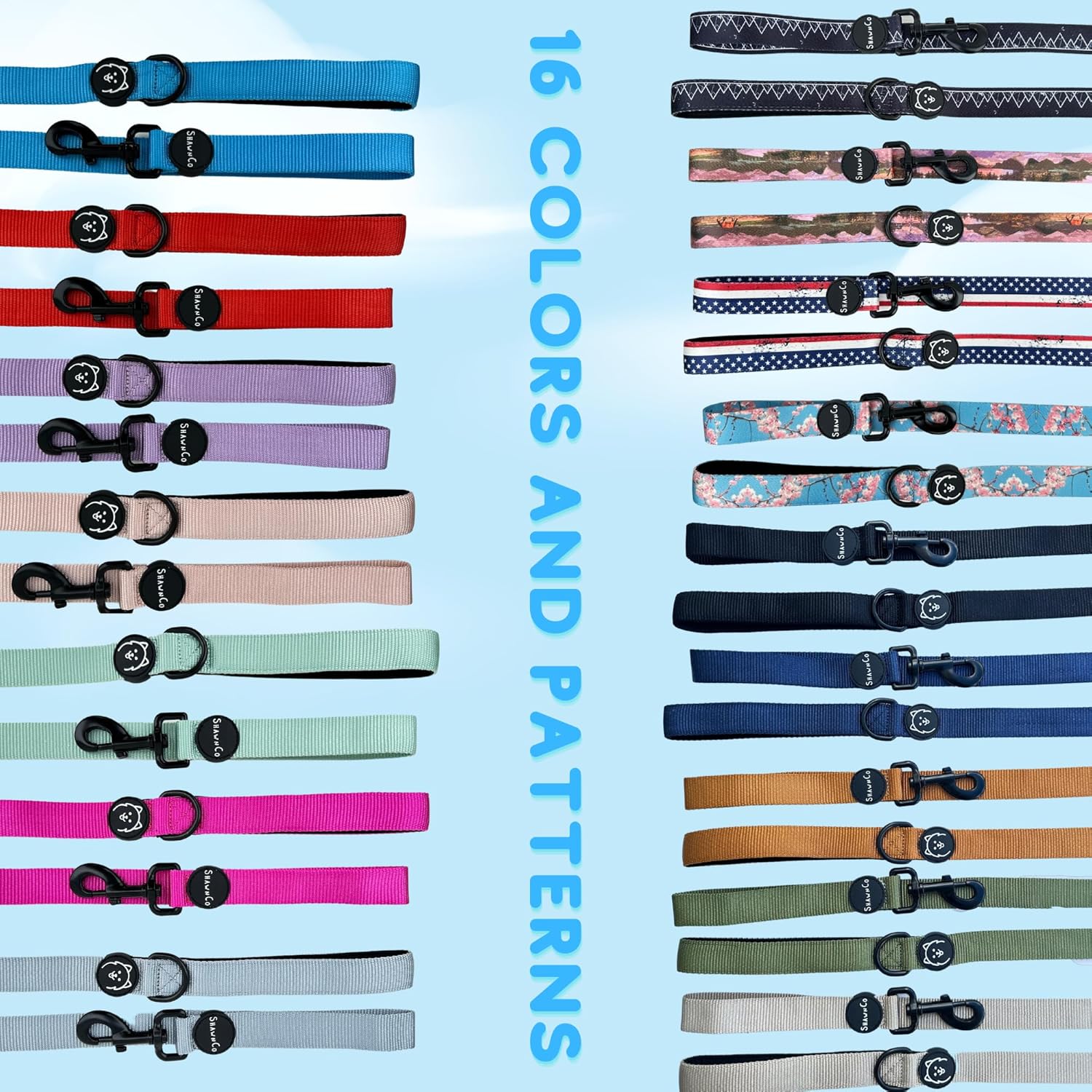 ShawnCo Dream Walk – Correa de nailon para mascotas con mango de neopreno suave para perros pequeños, medianos y grandes (jardín de pecas,