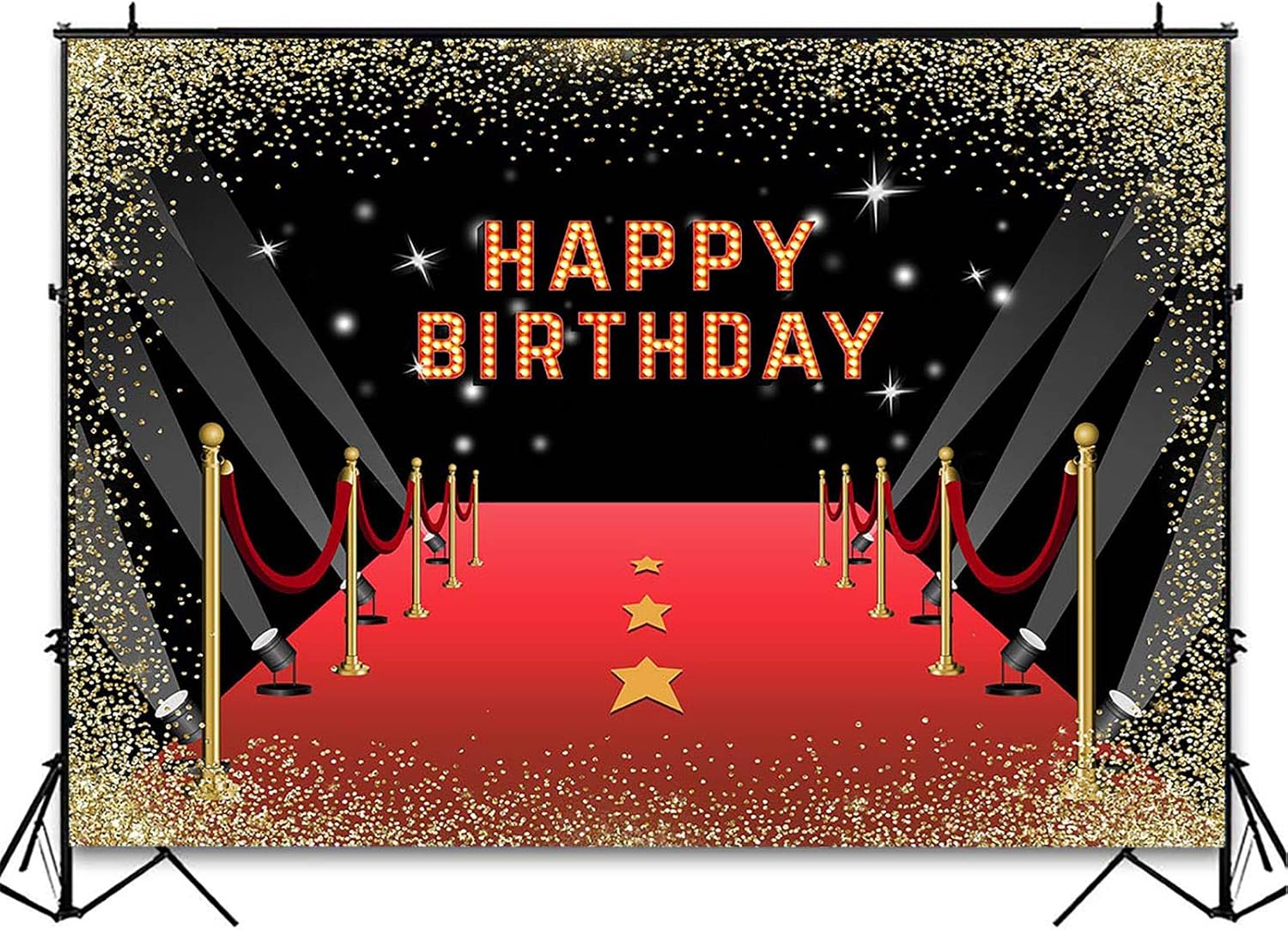 Avezano Telón de fondo de alfombra roja para fiesta temática de noche de película, sesión de fotos, fondo de fotografía, alfombra roja con purpurina