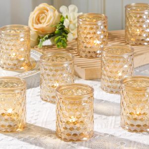12 portavelas votivas doradas, candelabros de cristal para centros de mesa de boda, suministros de fiesta y decoración de mesa de baby shower 12 portavelas votivas doradas, candelabros de cristal para centros de mesa de boda, suministros de fiesta y decoración de mesa de baby shower