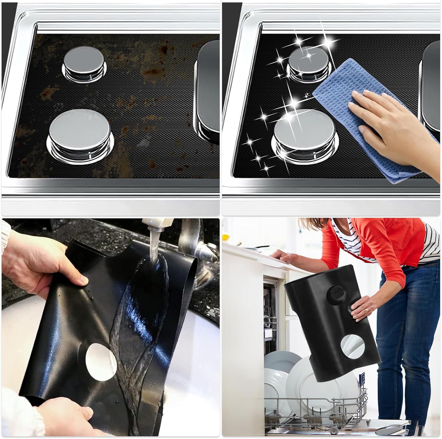 Funda para estufa de gas para quemador superior, protectores para estufa de gas Samsung, protector de alfombrilla reutilizable, revestimiento de