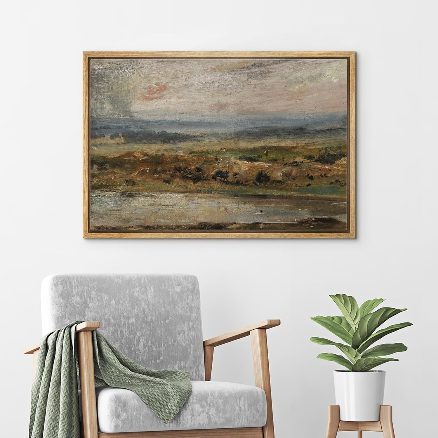 wall26 Lienzo enmarcado para pared, rústico, campo, pueblo, naturaleza, ilustraciones de área silvestre, bellas artes, decoración de granjapaís,