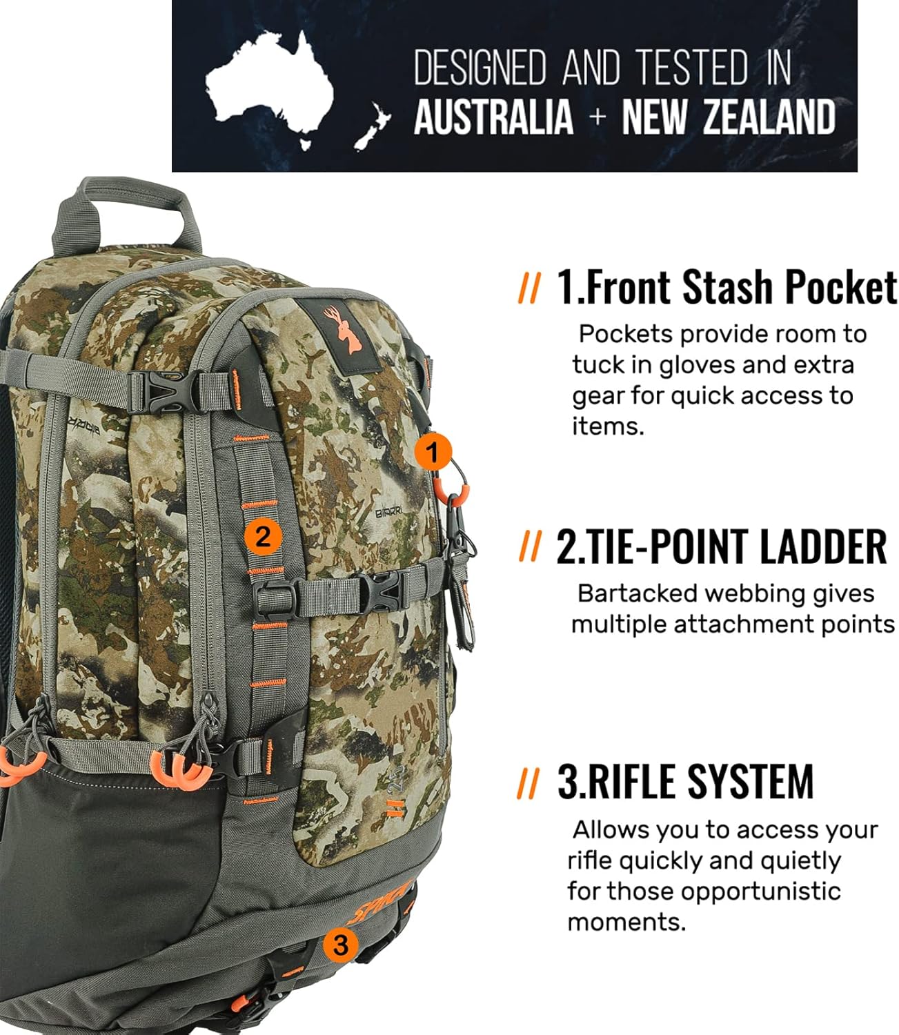 SPIKA Mochila de caza de camuflaje y verde, bolsas militares tácticas, mochila impermeable para cinturón extraíble de cadera de 25 litros