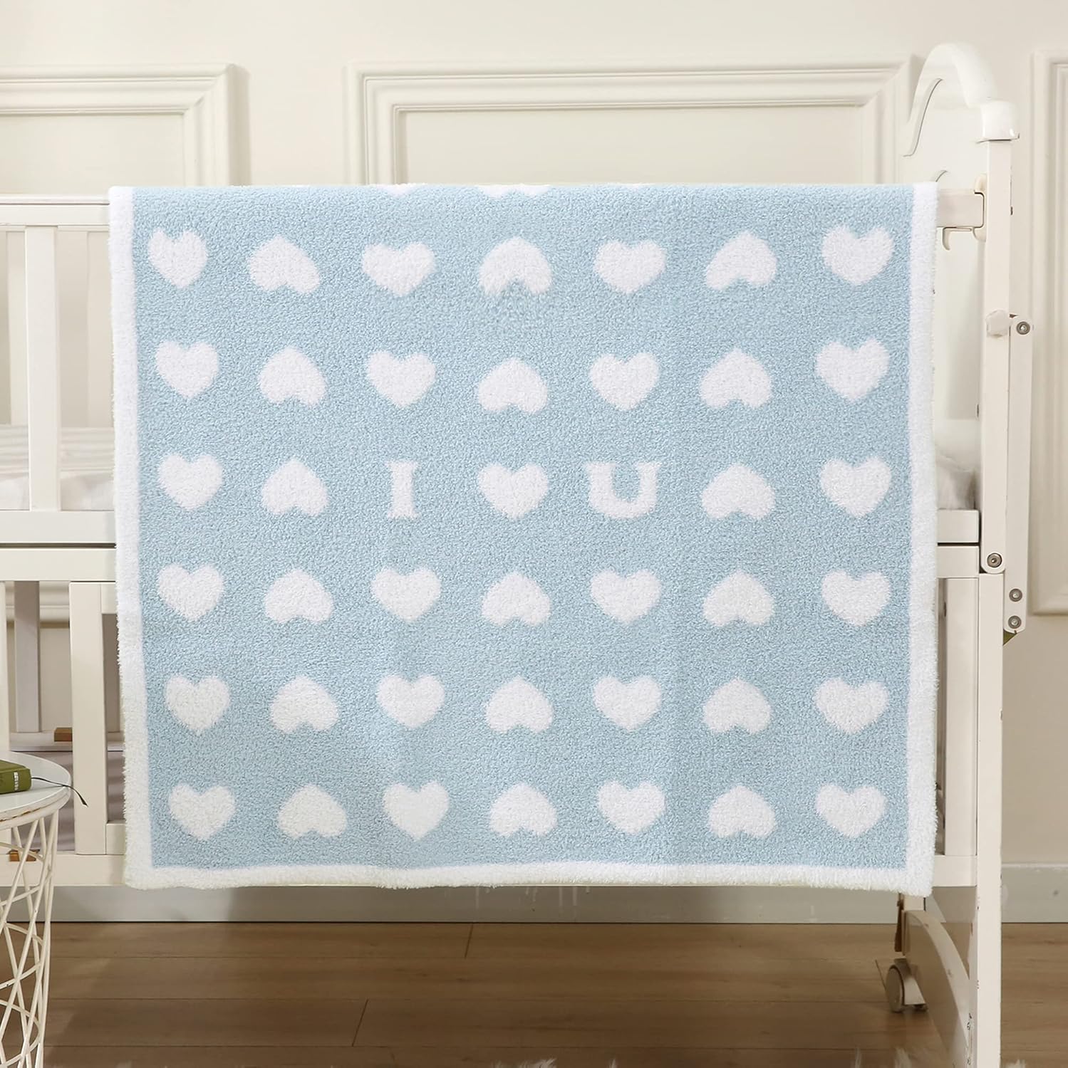 BOBOYOYO Mantas de felpa para bebés recién nacidos, niños y niñas, con corazón, suave, mullida, cálida, manta de recepción de 30 x 30 poliéster,