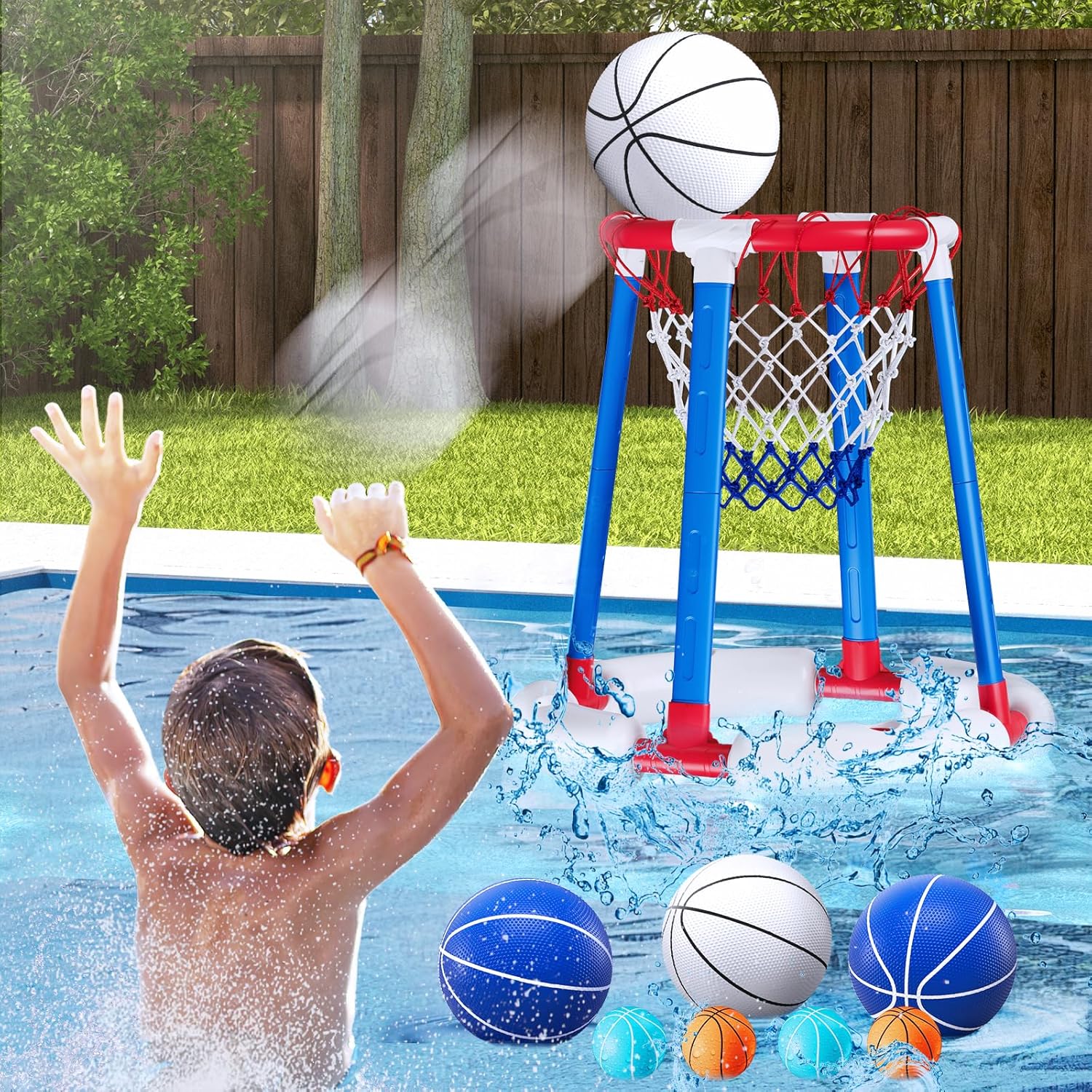 HYES Aro de baloncesto flotante sin tablero, rojo