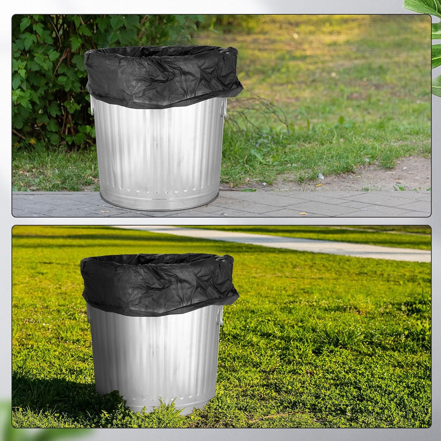 Ziliny Bote de basura galvanizado para interiores y exteriores, a prueba de mascotas, cubo de basura de metal con tapa, contenedor redondo para el
