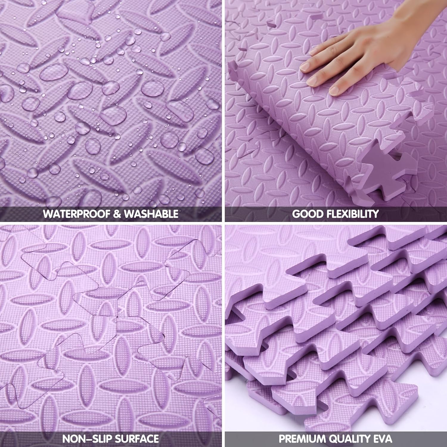 Tapete de juego de espuma EVA, 16 azulejos coloridos para bebé, tapete de juego cuadrado para niños con color sólido, azulejos de espuma