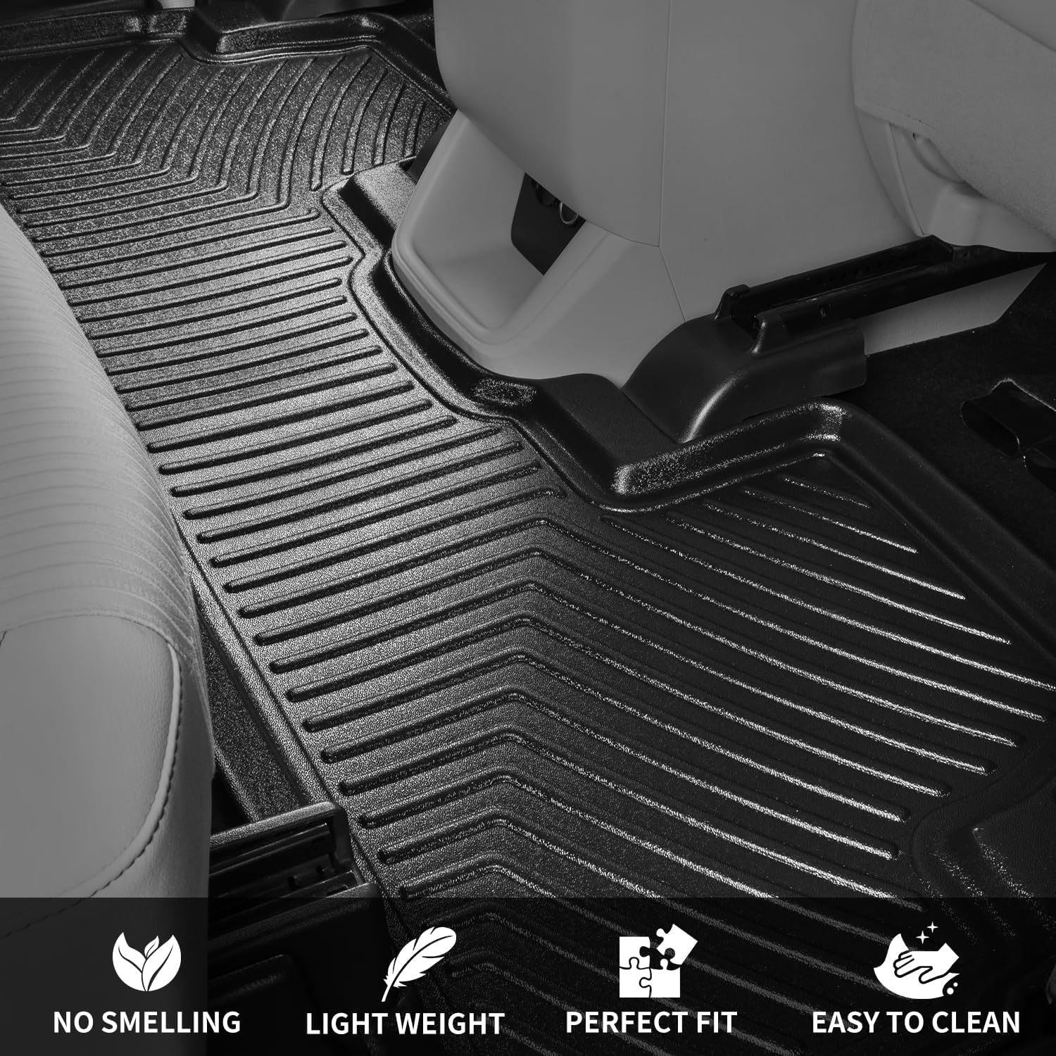 KitsPro Alfombrillas para Toyota Highlander 2014-2019 para todo tipo de clima, alfombrillas delanteras y de segunda fila, paquete de 3