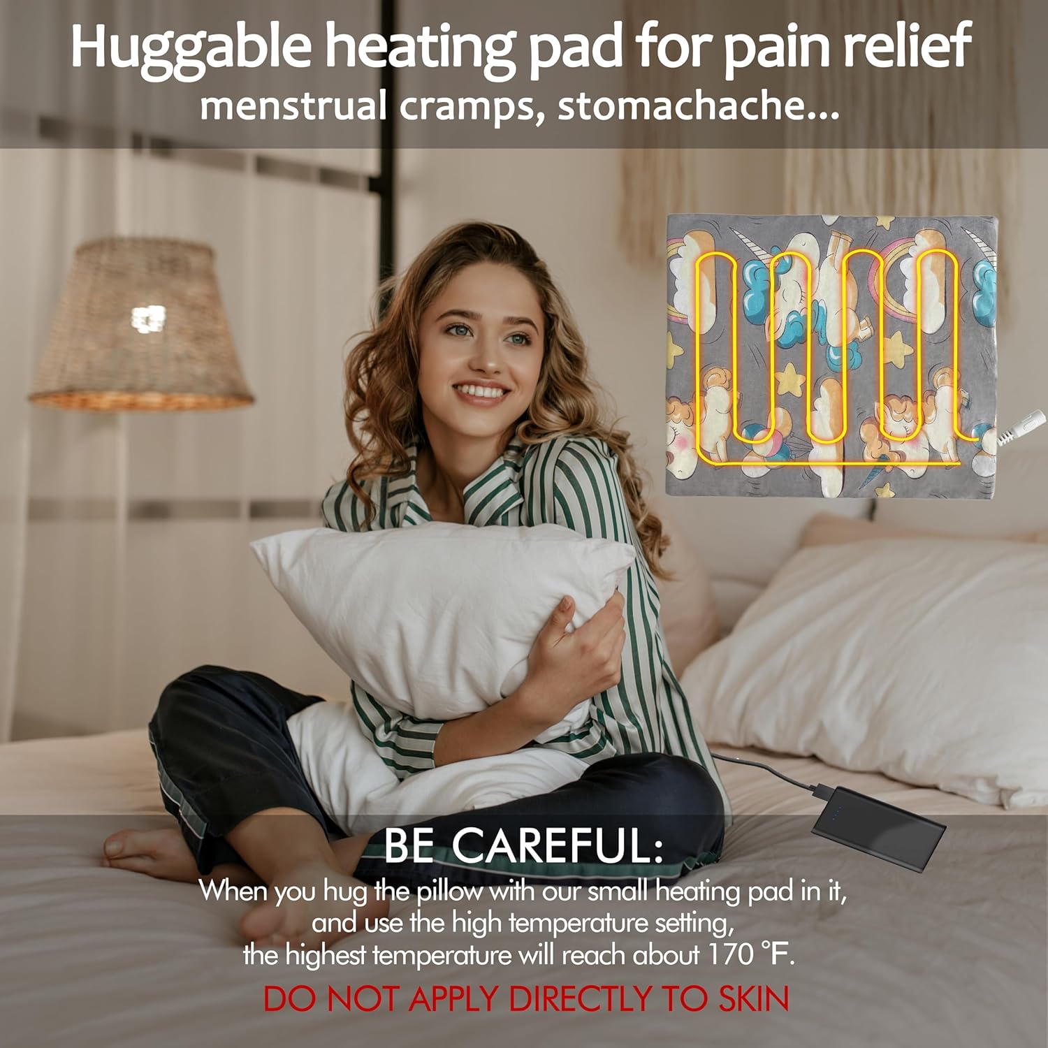 Almohadillas térmicas para aliviar el dolor de espalda, almohadilla térmica delgada para calambres menstruales menstruales, almohadilla térmica