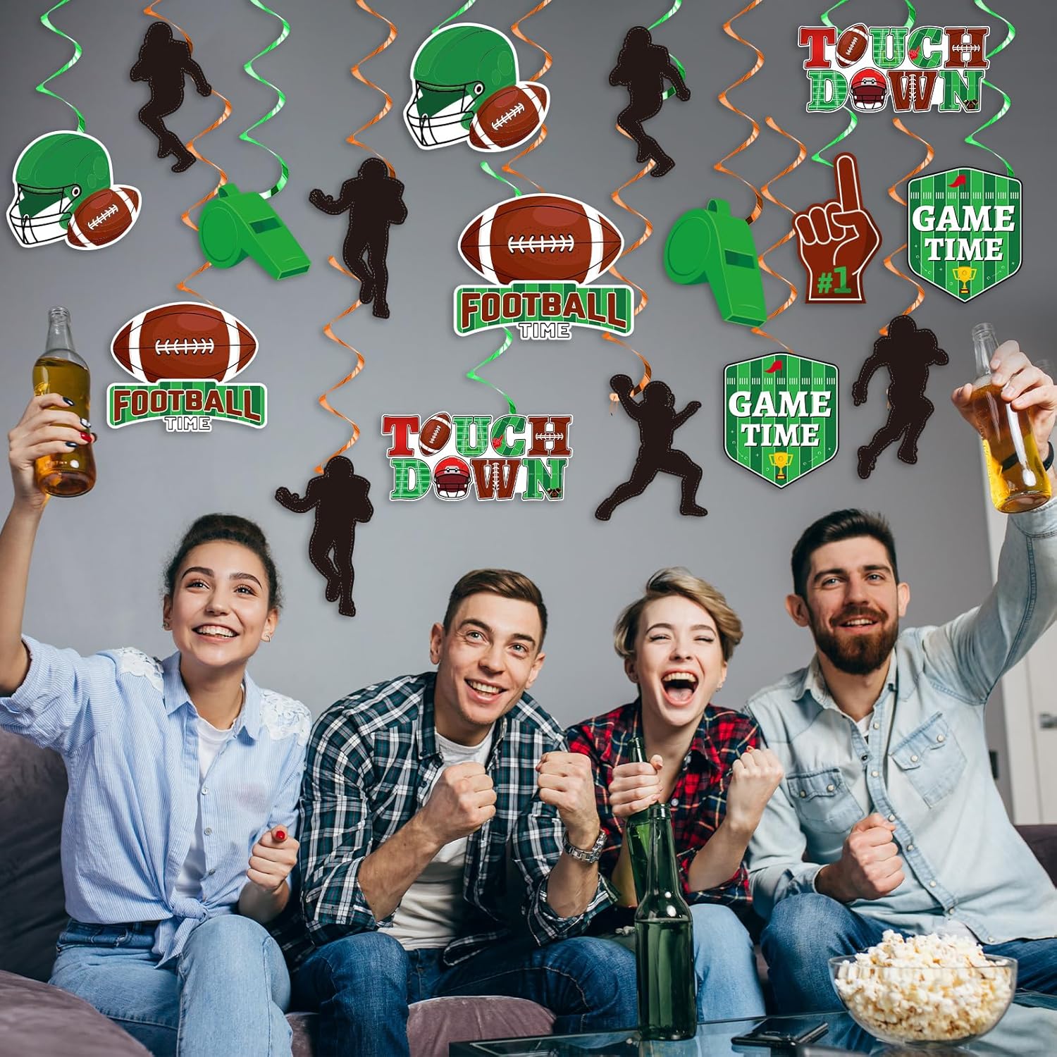 48 piezas de remolinos colgantes de fútbol, decoración de fiesta de cumpleaños, serpentinas de pared para colgar en el techo, espirales para fiestas