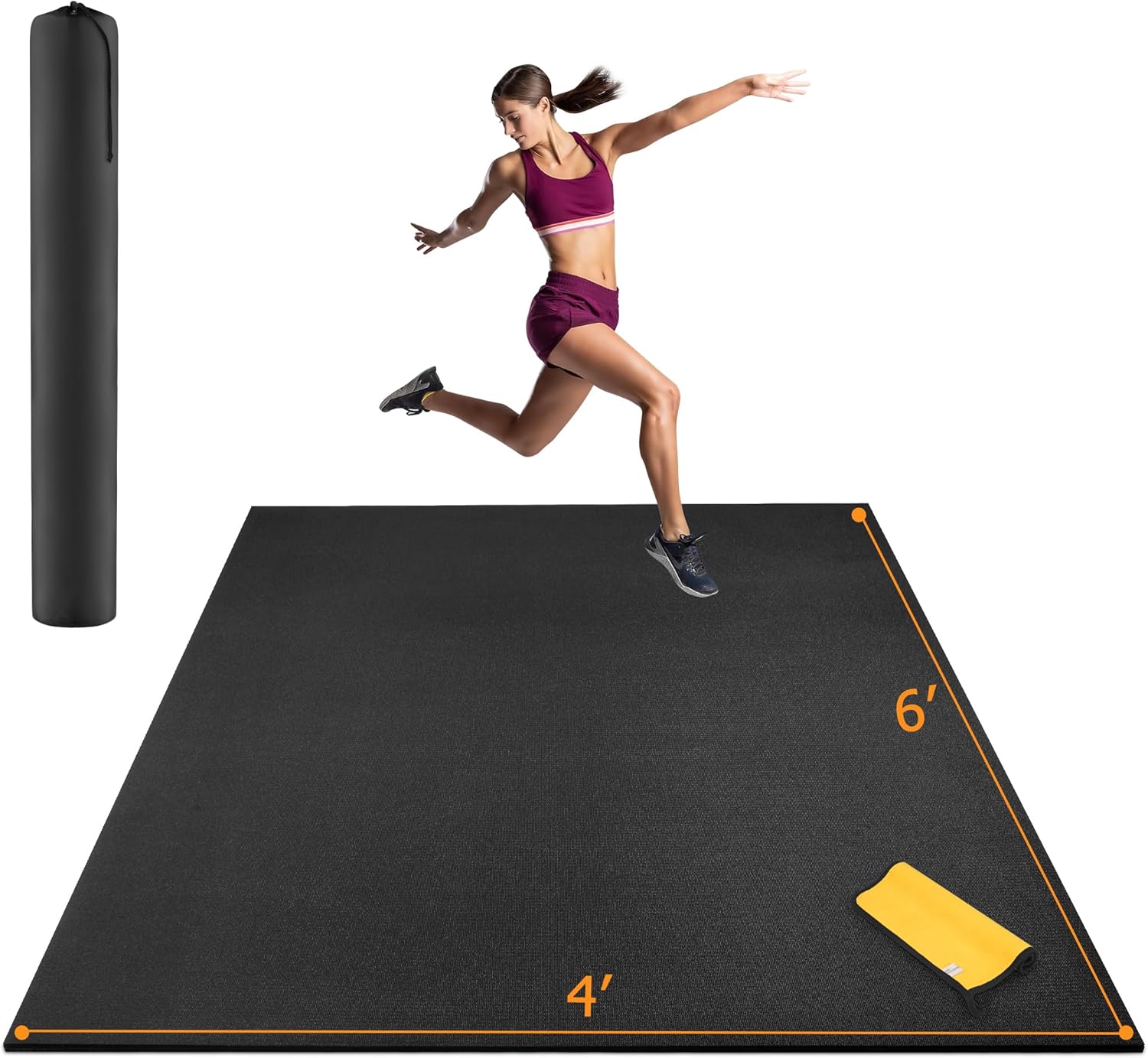 Large Exercise Mat for Home Workout – 6’x4’8’x6’10’x6’12’x6′(7mm) Ultra-Durable Workout Mat for Home Gym Flooring – High Density Gym Mat for Cardio,