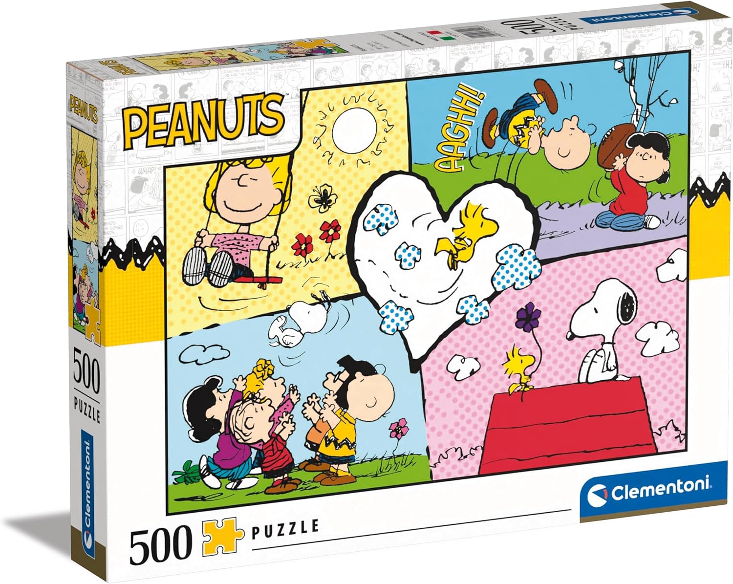 Clementoni 35558 Peanuts 500 piezas, rompecabezas para adultos, rompecabezas de cómic fabricado en Italia