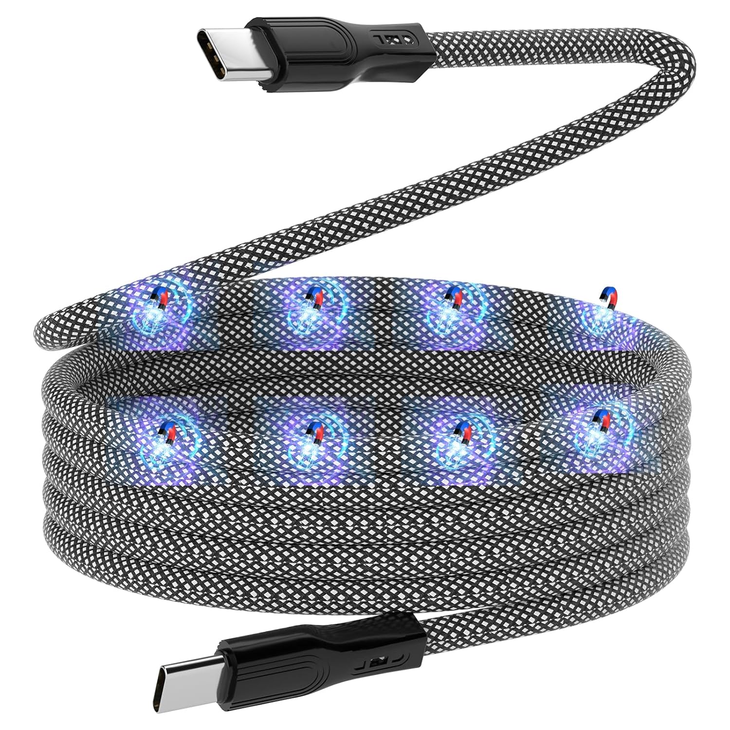 Magtame Cable de carga USB C, cable magnético PD tipo C de 60 W, carga rápida, cable USB C a USB C de 3.3 pies compatible con Samsung S23 S22 S21